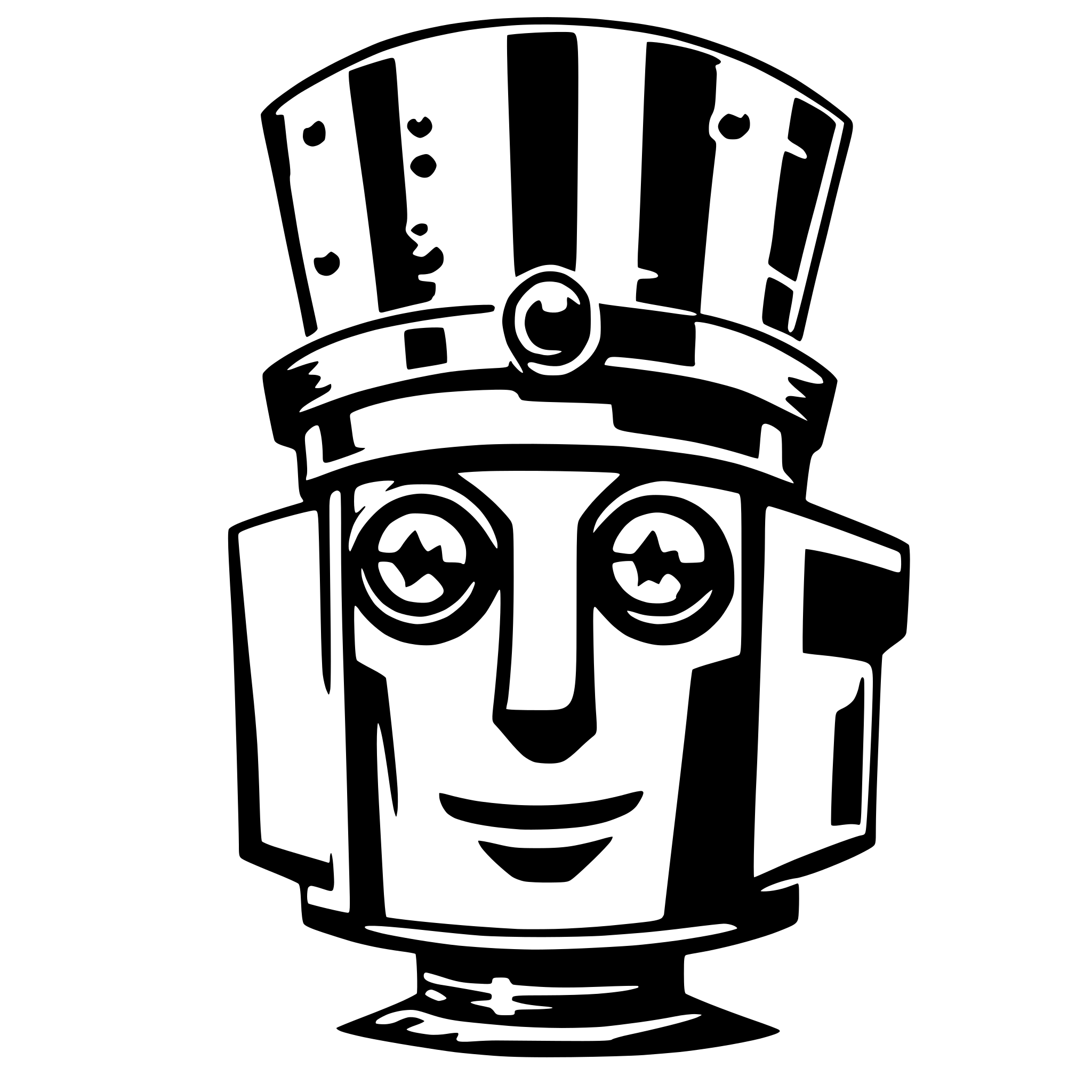 AI-generated SVG of a boxy robot head, front view, wearing pointy wizard hat