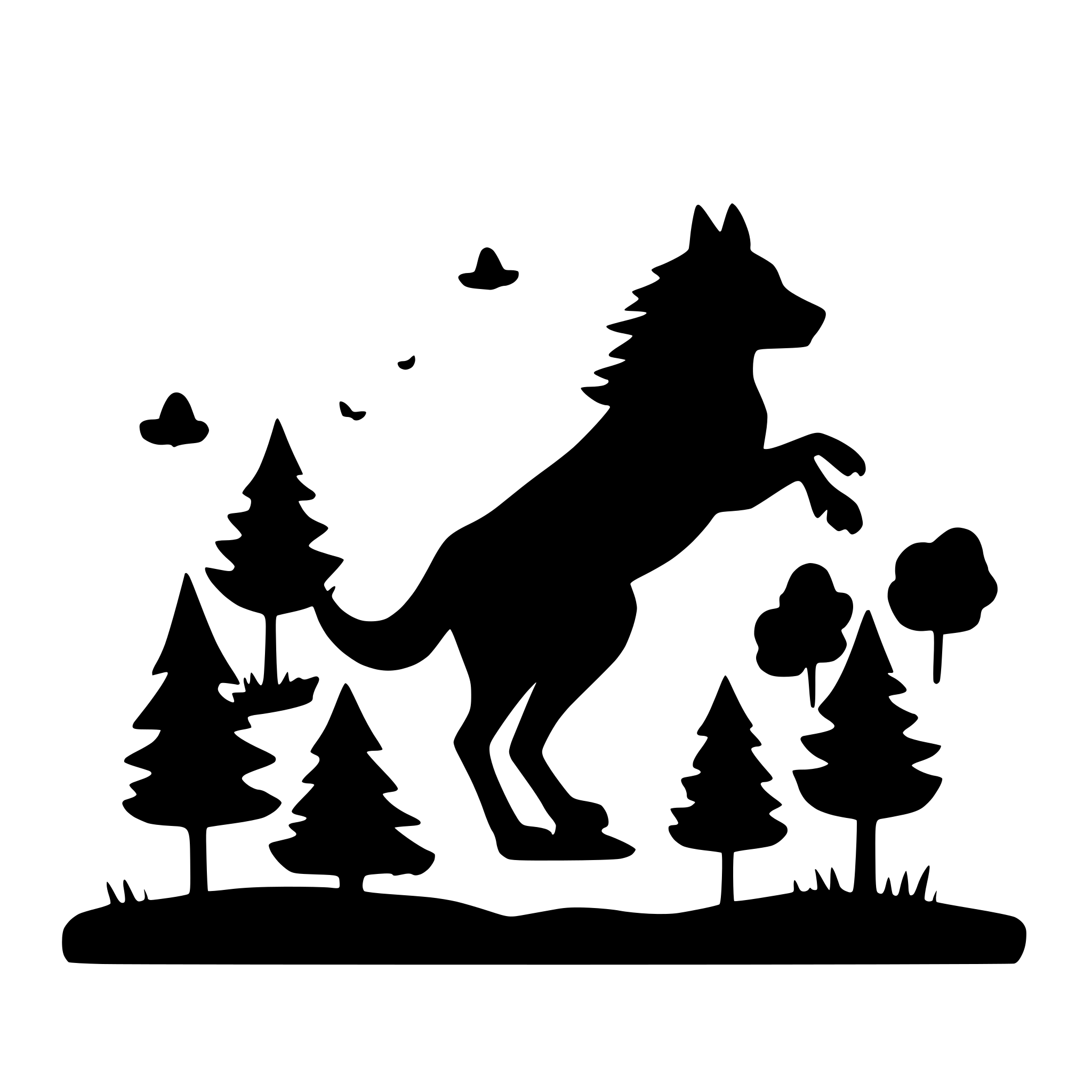 AI-generated SVG of 'wolf pouncing silhouette'