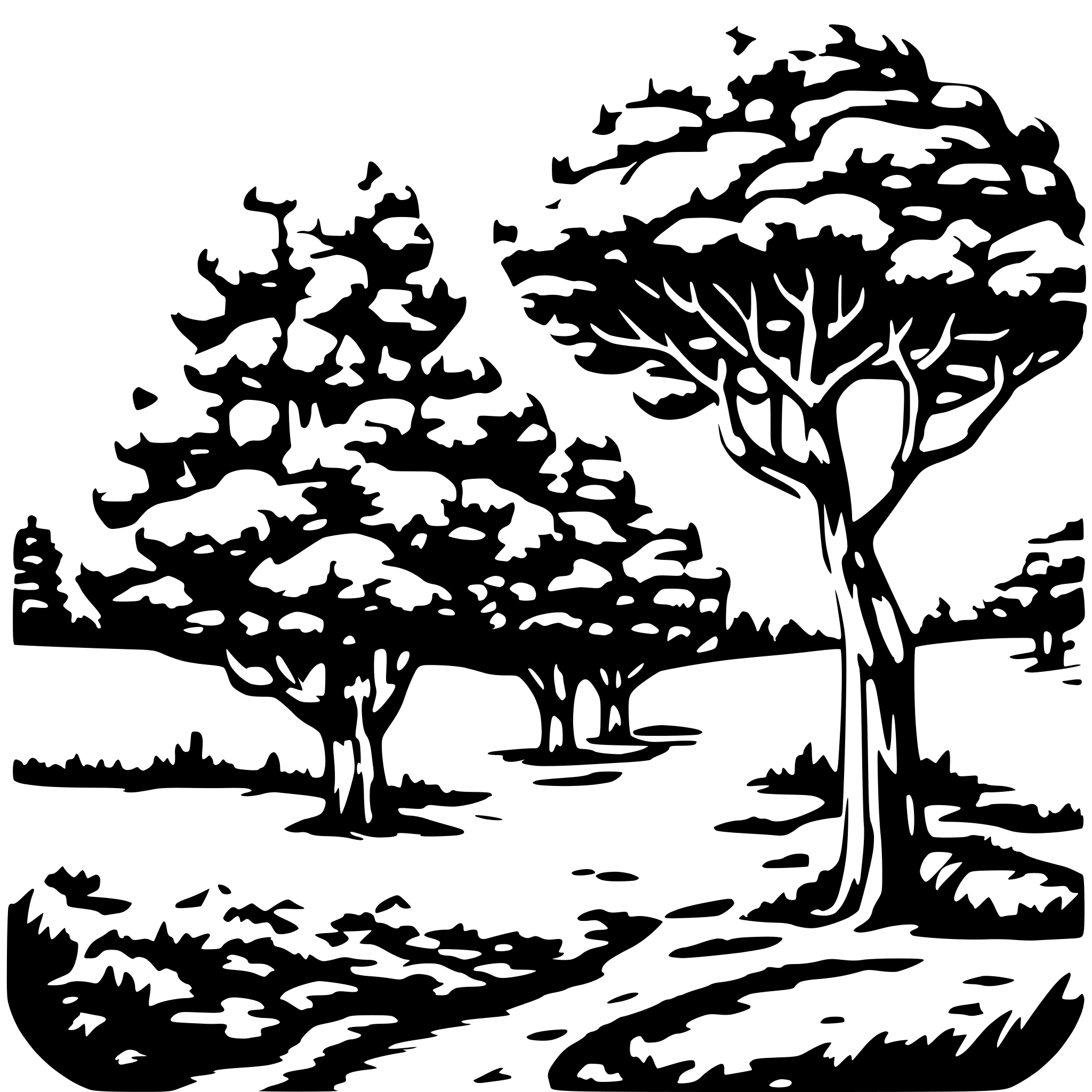 AI-generated SVG of a low detail, landscape, simple, trees