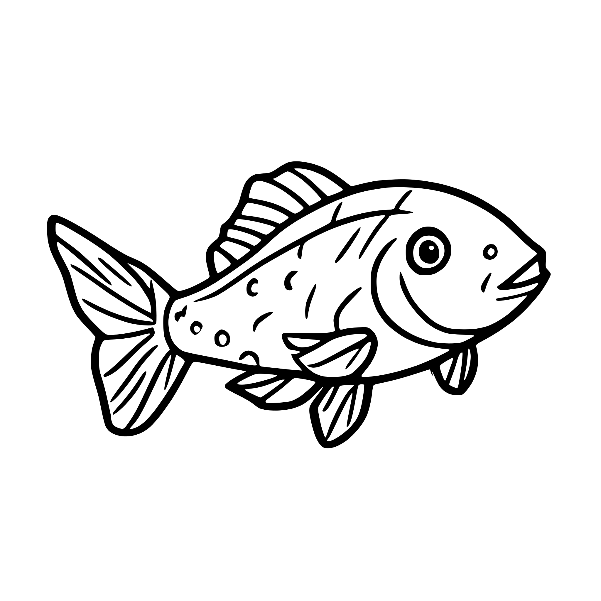 AI-generated SVG of a redfish swimming line art