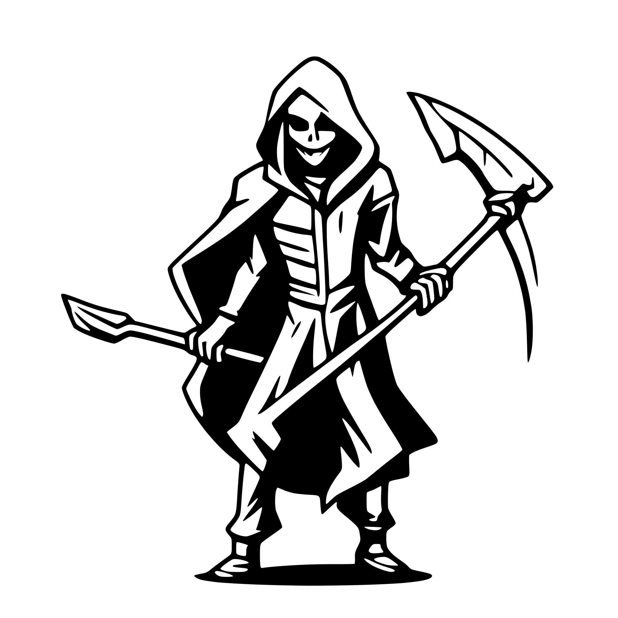 AI-generated SVG of 'Flying Grim Reaper with scythe'