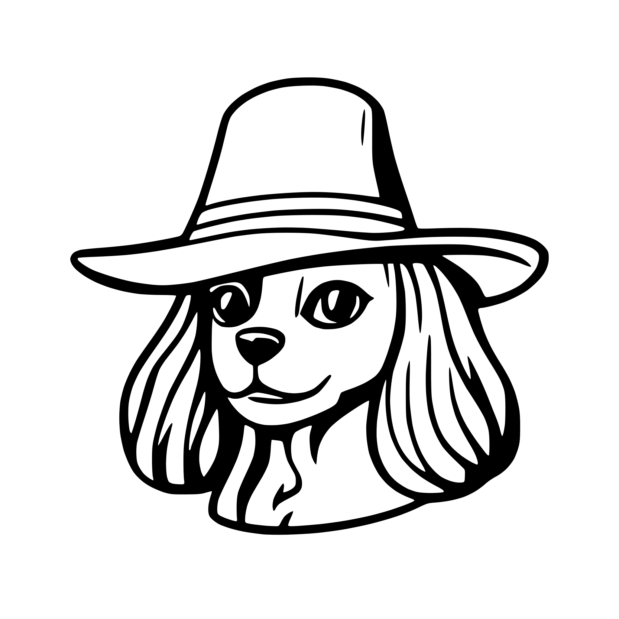 AI-generated SVG of a only the head of a cavalier King Charles spaniel with a Mexican sombrero.