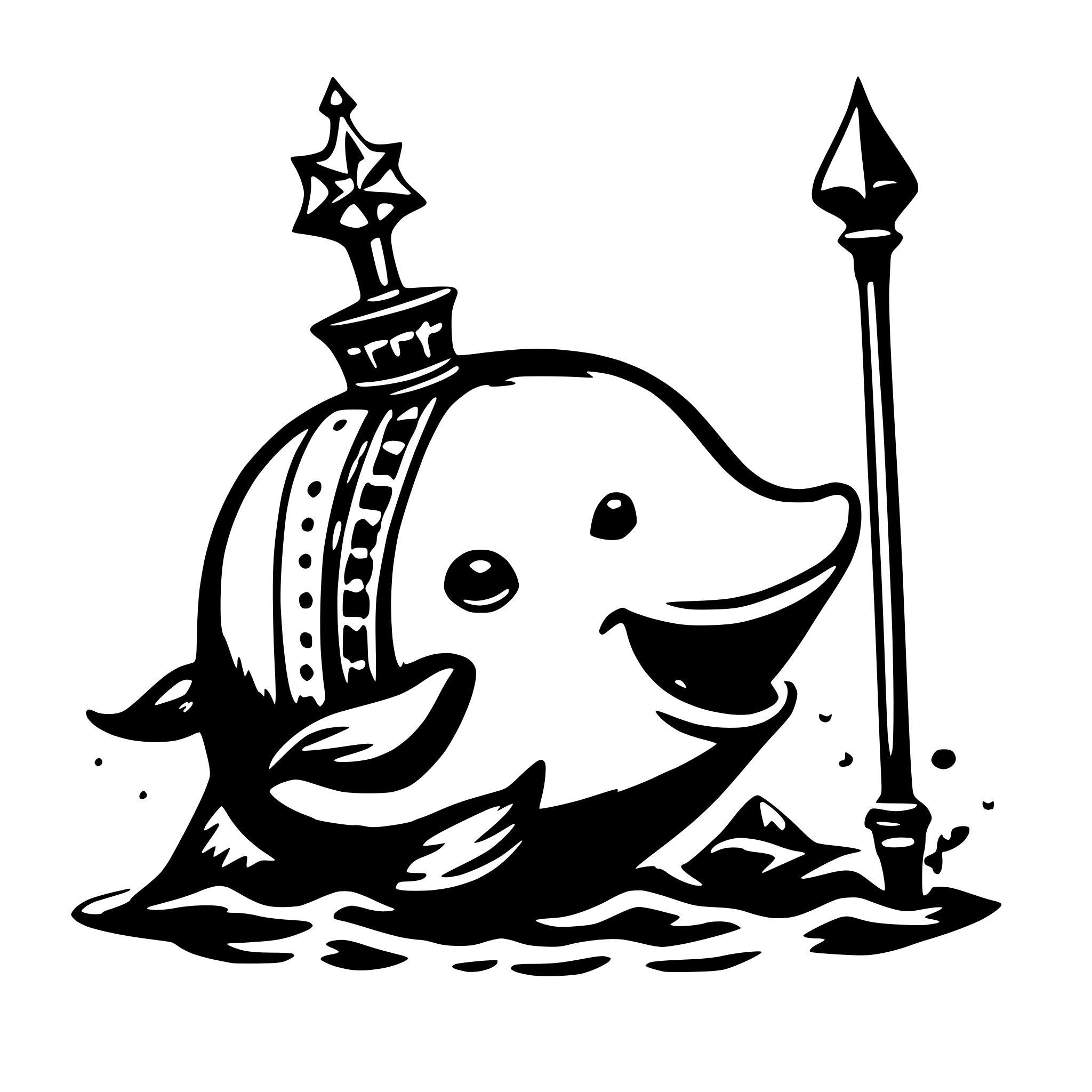 AI-generated SVG of a a cute animated whale, holding a mage staff and a lute AI-generated SVG of a a cute animated whale, holding a mage staff and a lute