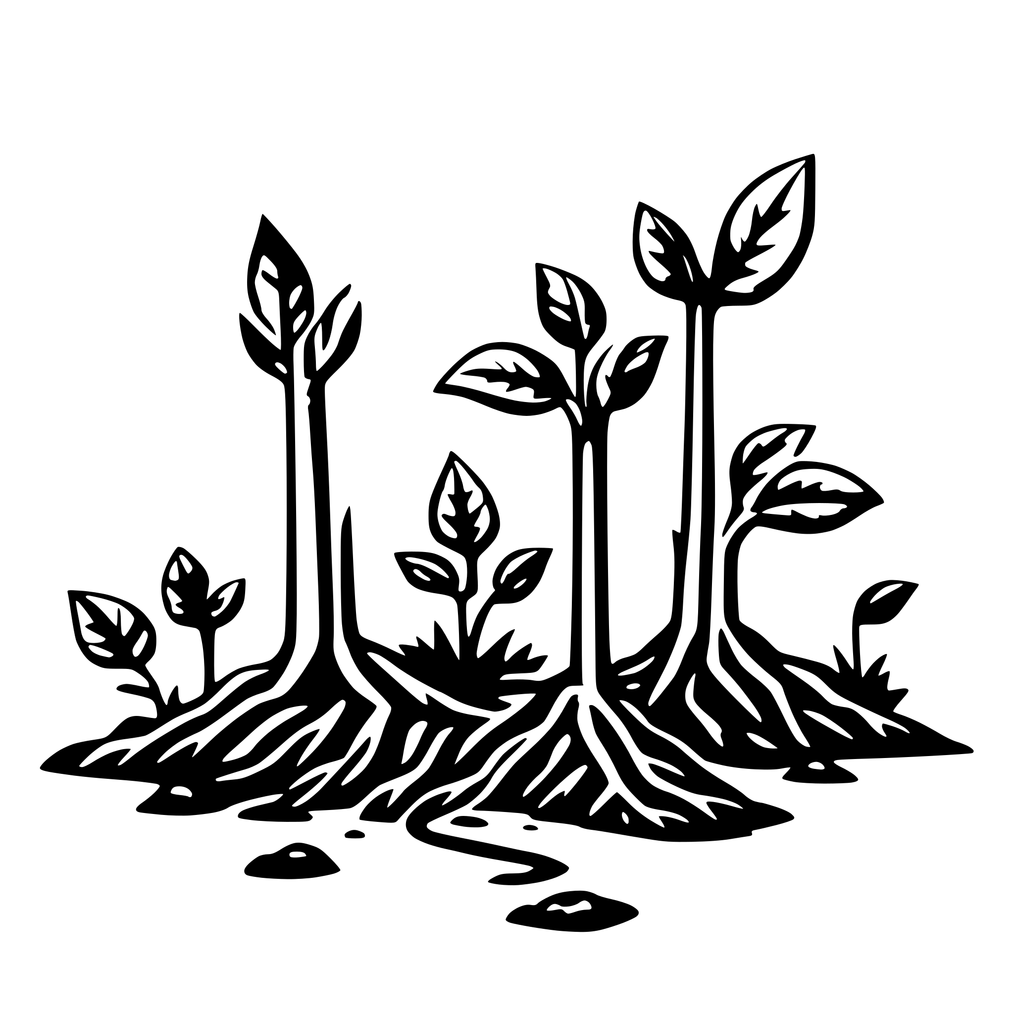 AI-generated SVG of 'plants growing with roots underground'