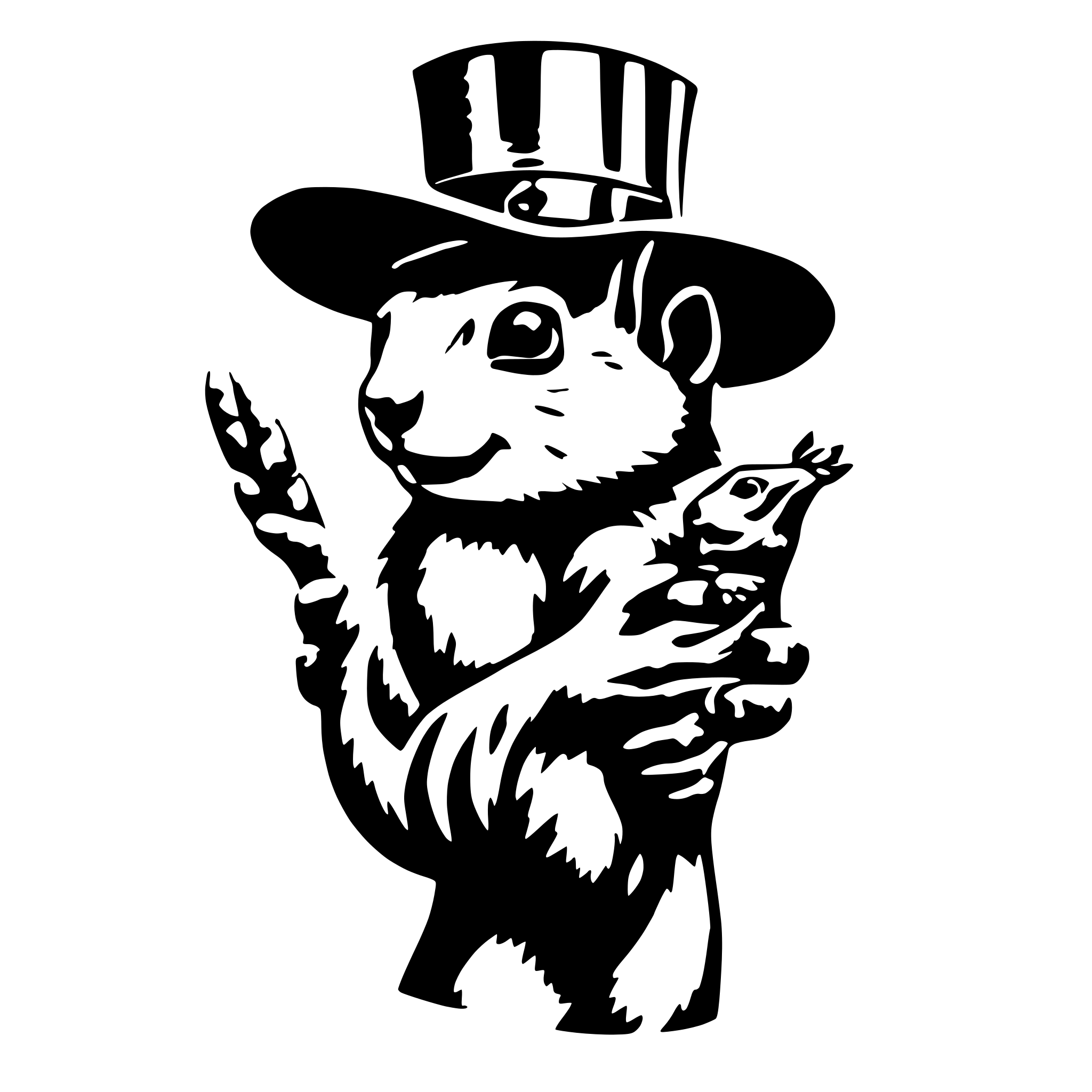 AI-generated SVG of a Squirrel wearing a cowboy hat being held in human hands