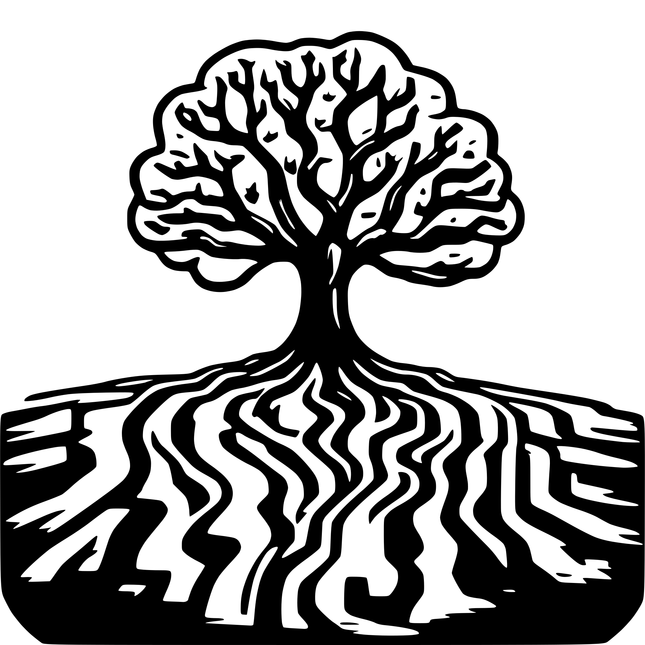 AI-generated SVG of a weird psychedelic tree, circuits