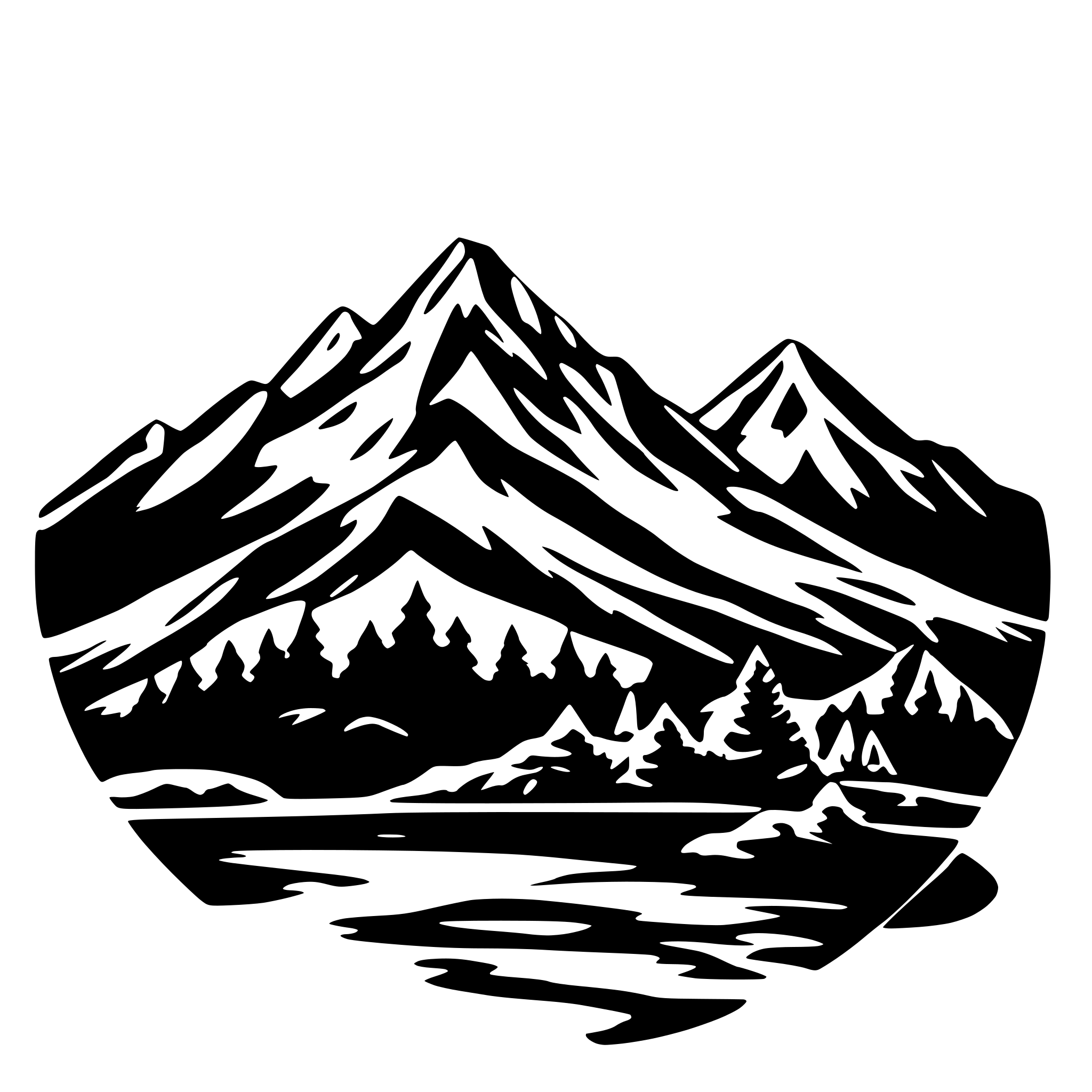 AI-generated SVG of 'Wax flake with mountains'