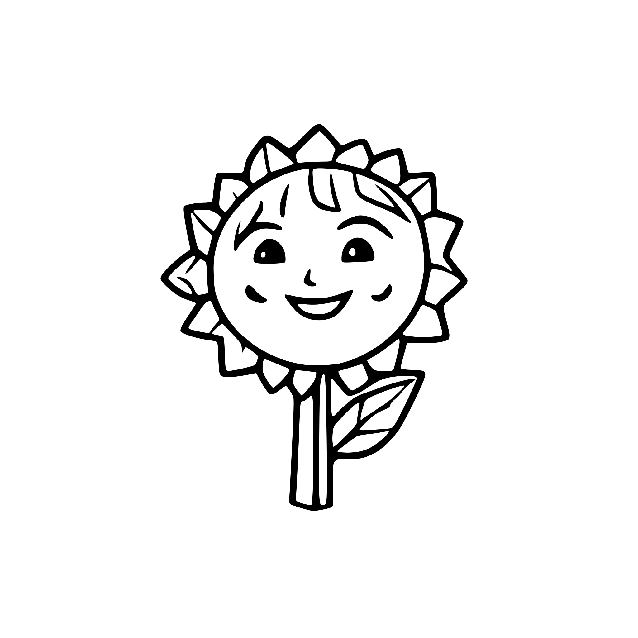 AI-generated SVG of 'happy sun, line art'