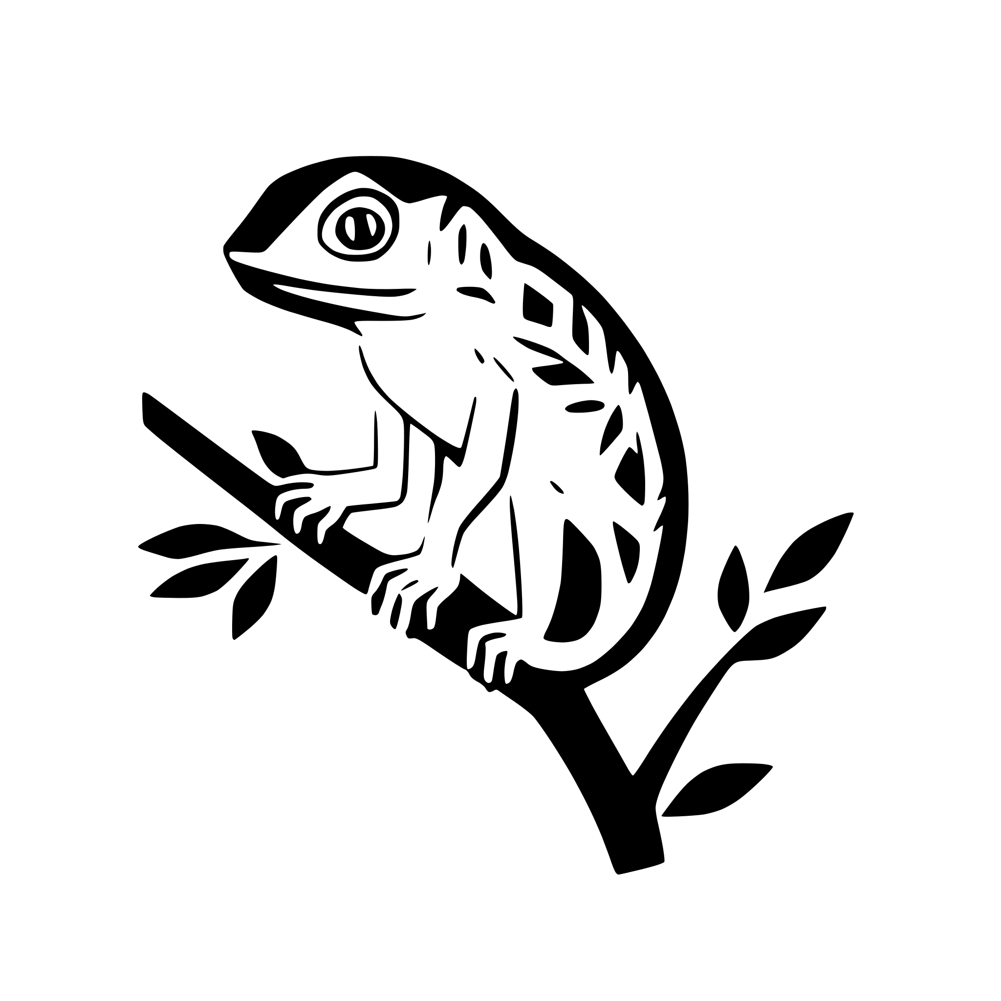 AI-generated SVG of a chameleon on a branch