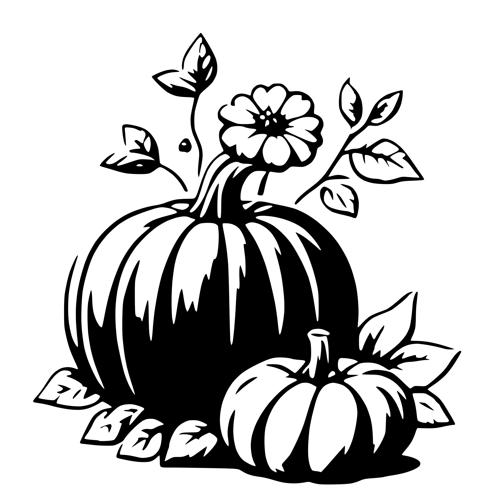 AI-generated SVG of a pumpkin with flowers