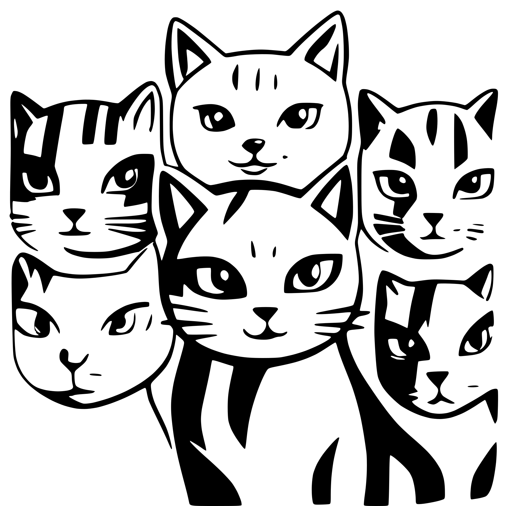 AI-generated SVG of a 9 cat heads arranged in a 3 by 3 square with different type of cats AI-generated SVG of a 9 cat heads arranged in a 3 by 3 square with different type of cats