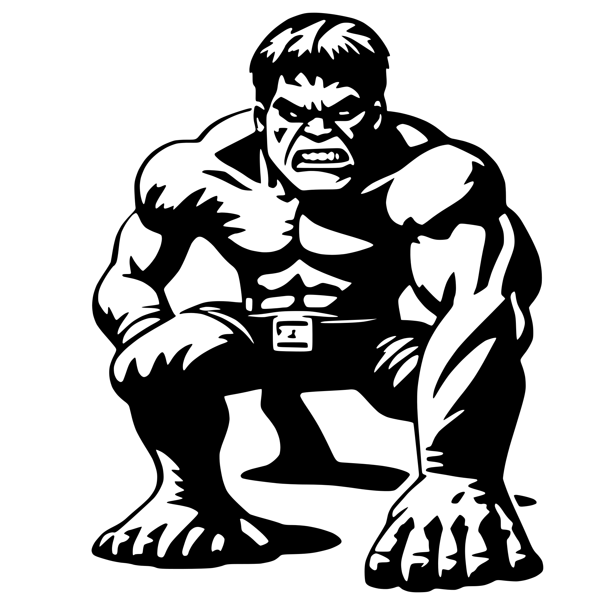 AI-generated SVG of a Black and white Hulk