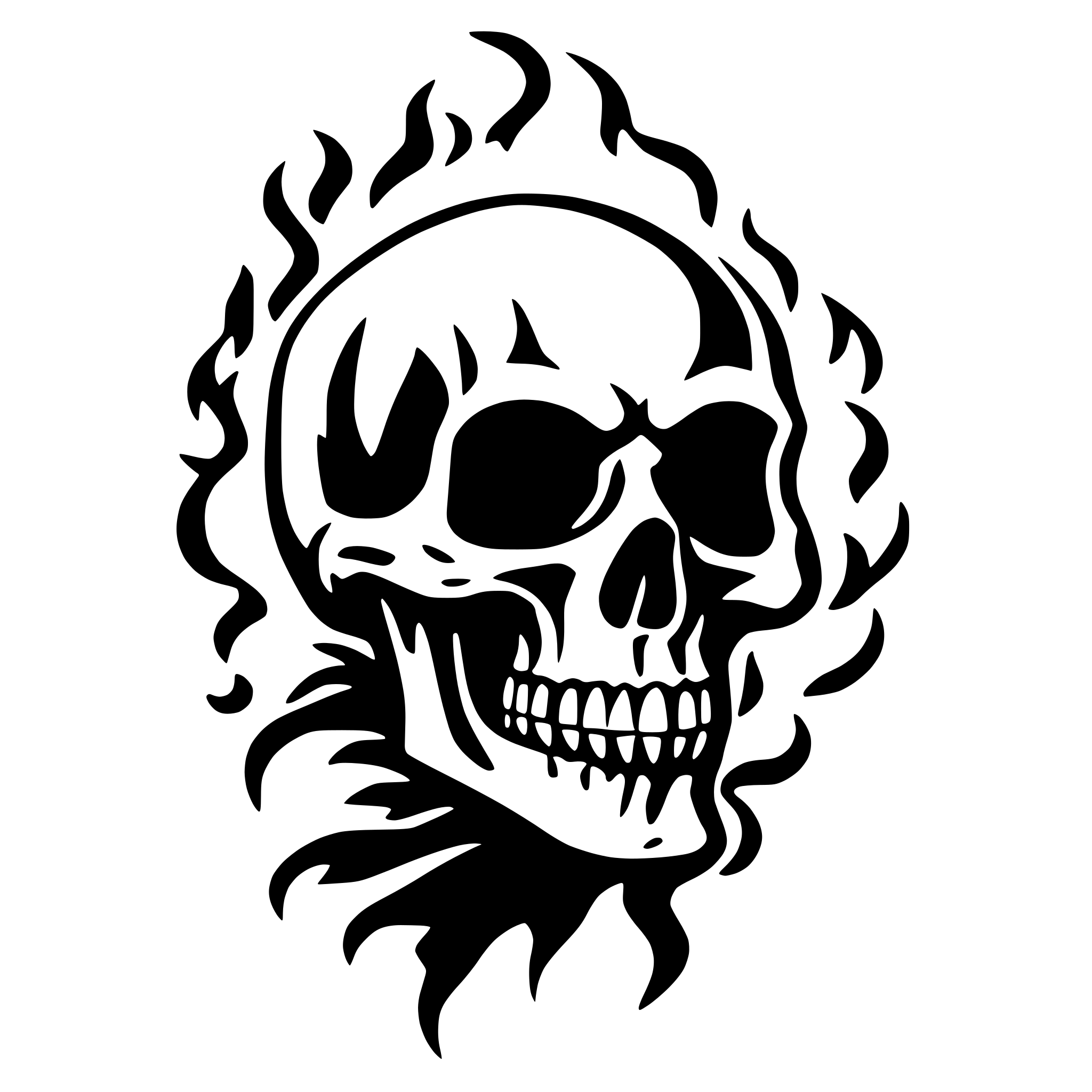 AI-generated SVG of 'willie g skull flame background'