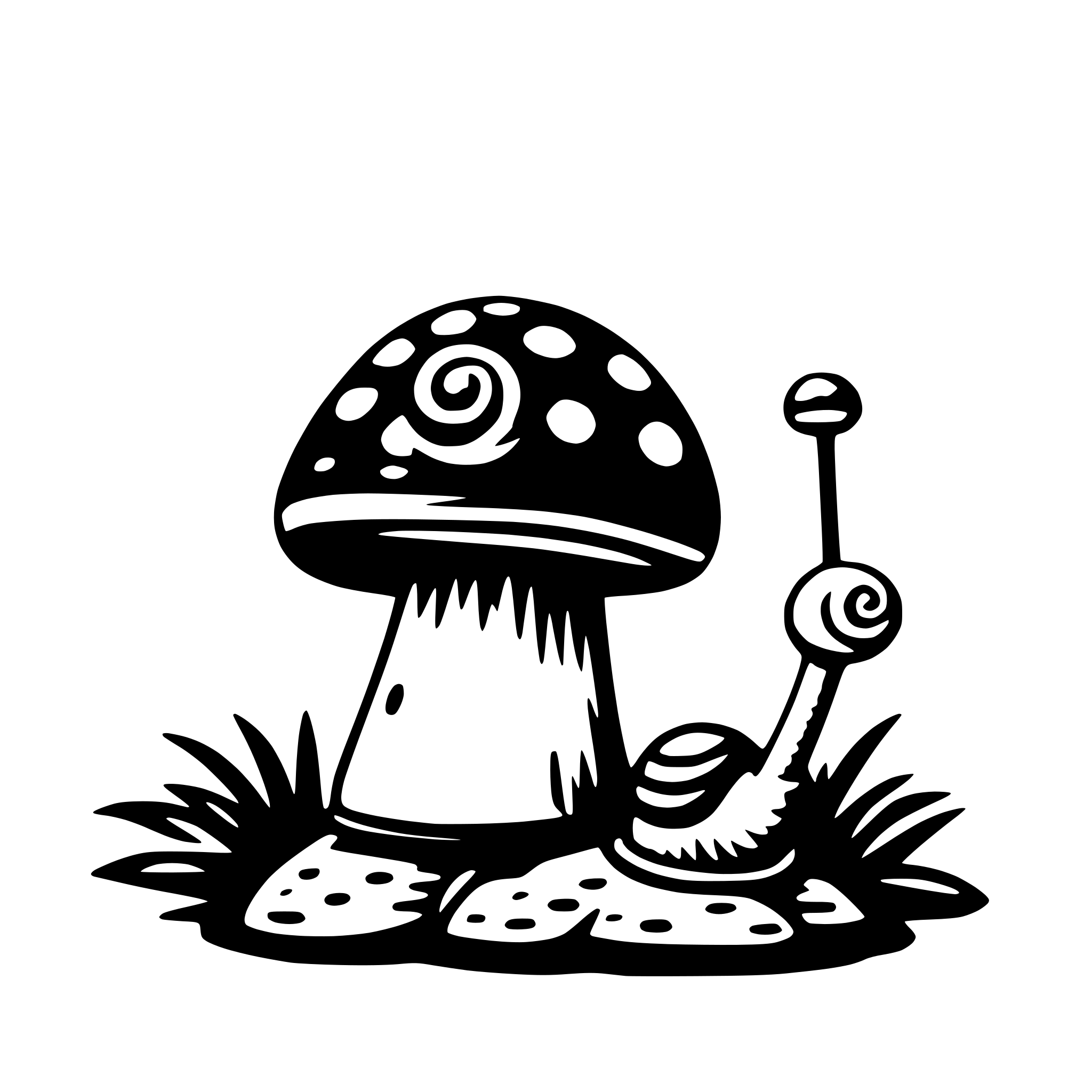 AI-generated SVG of 'snail on mushroom'