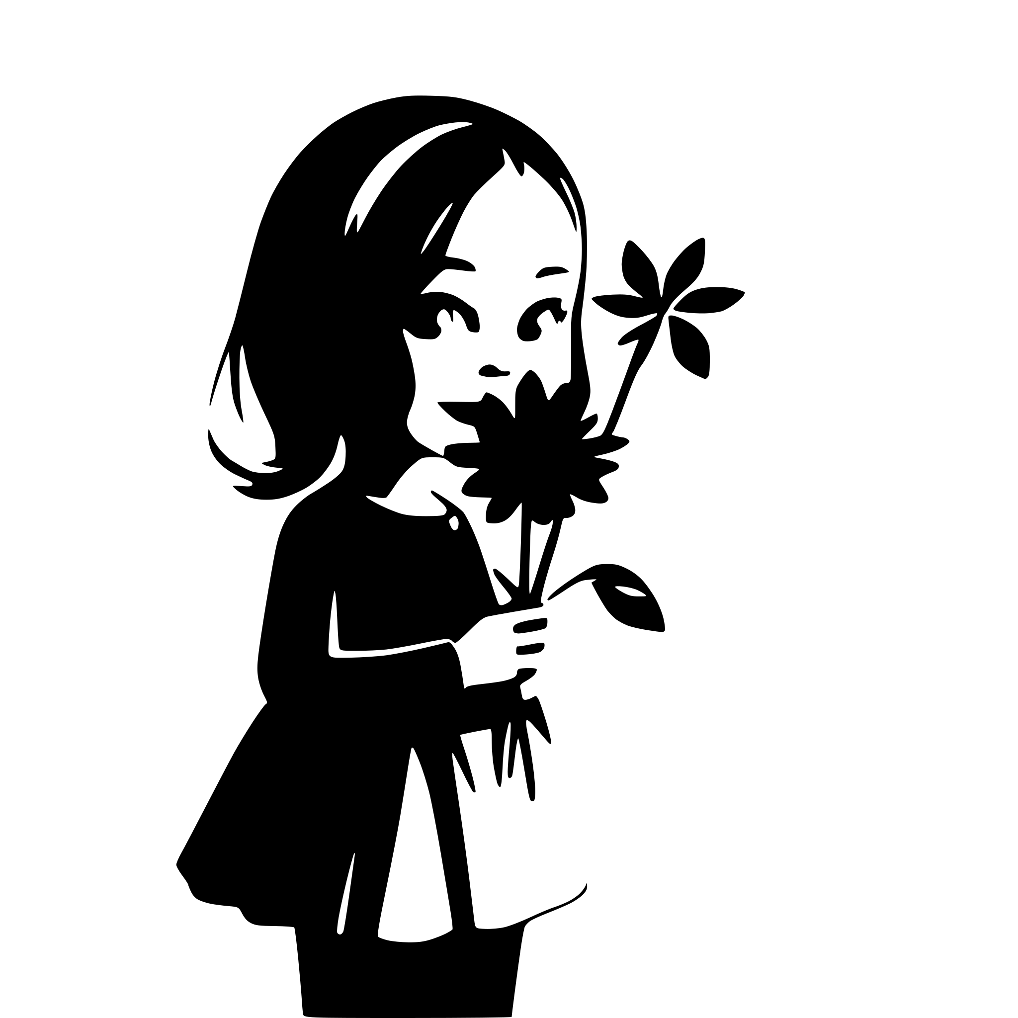 AI-generated SVG of a little girl with flower silhouette