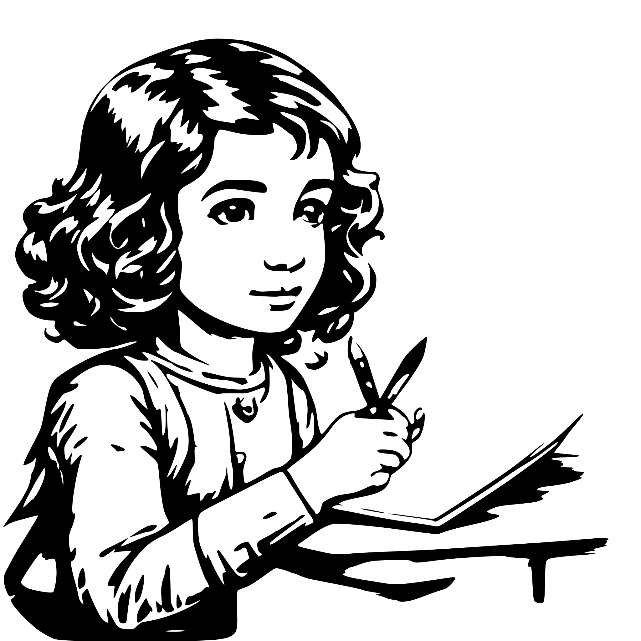 AI-generated SVG of a child writing math exam