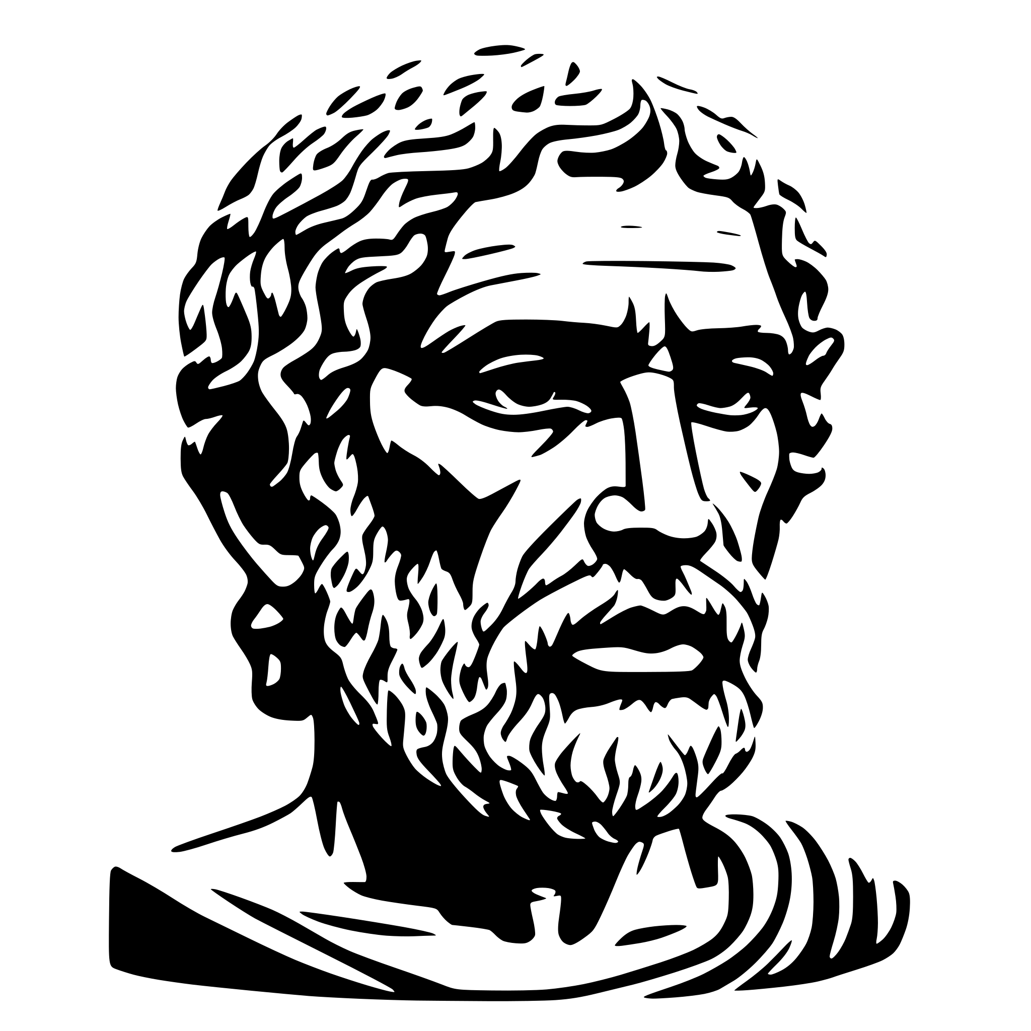 AI-generated SVG of a create demosthenes greek face