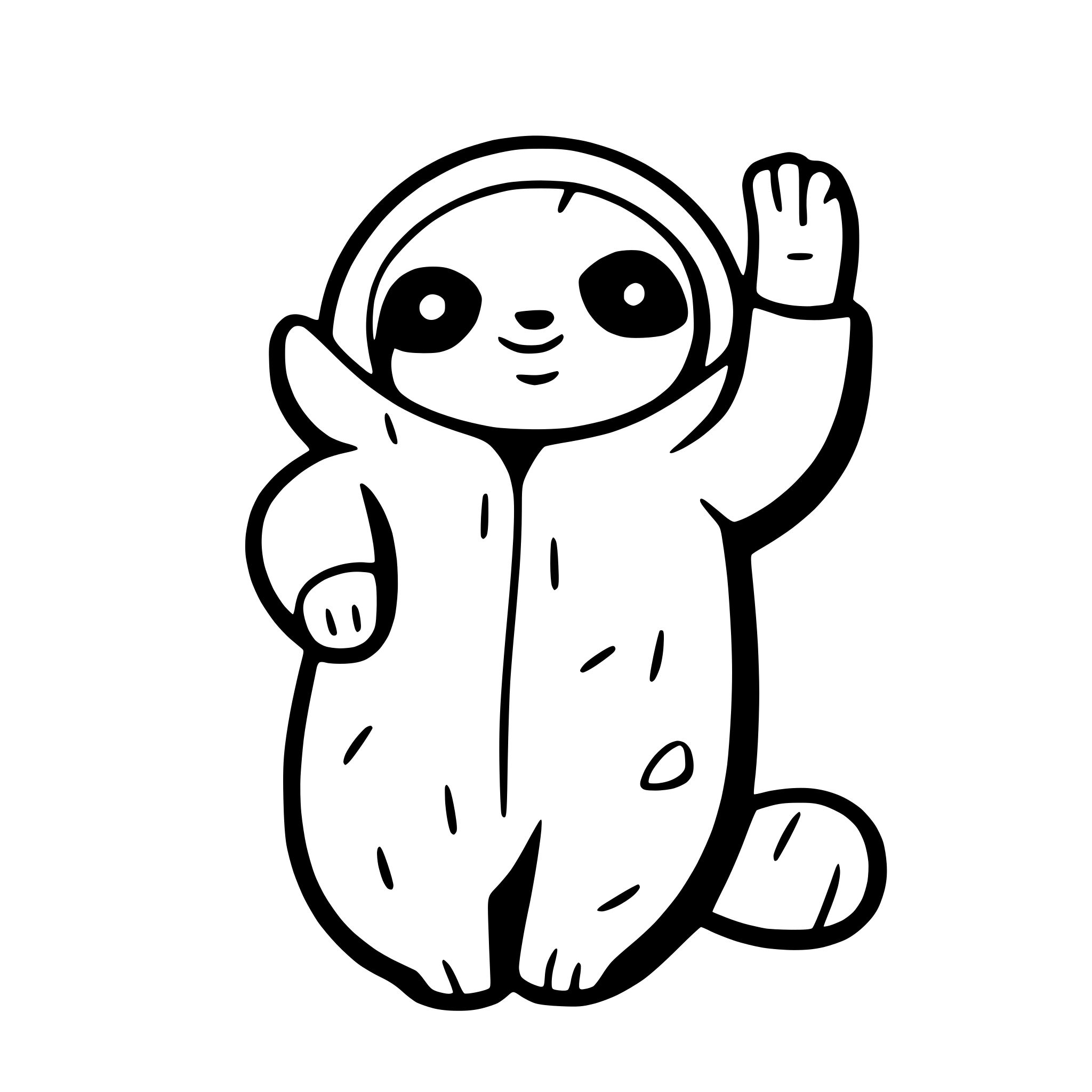 AI-generated SVG of a a sleepy sloth in pajamas