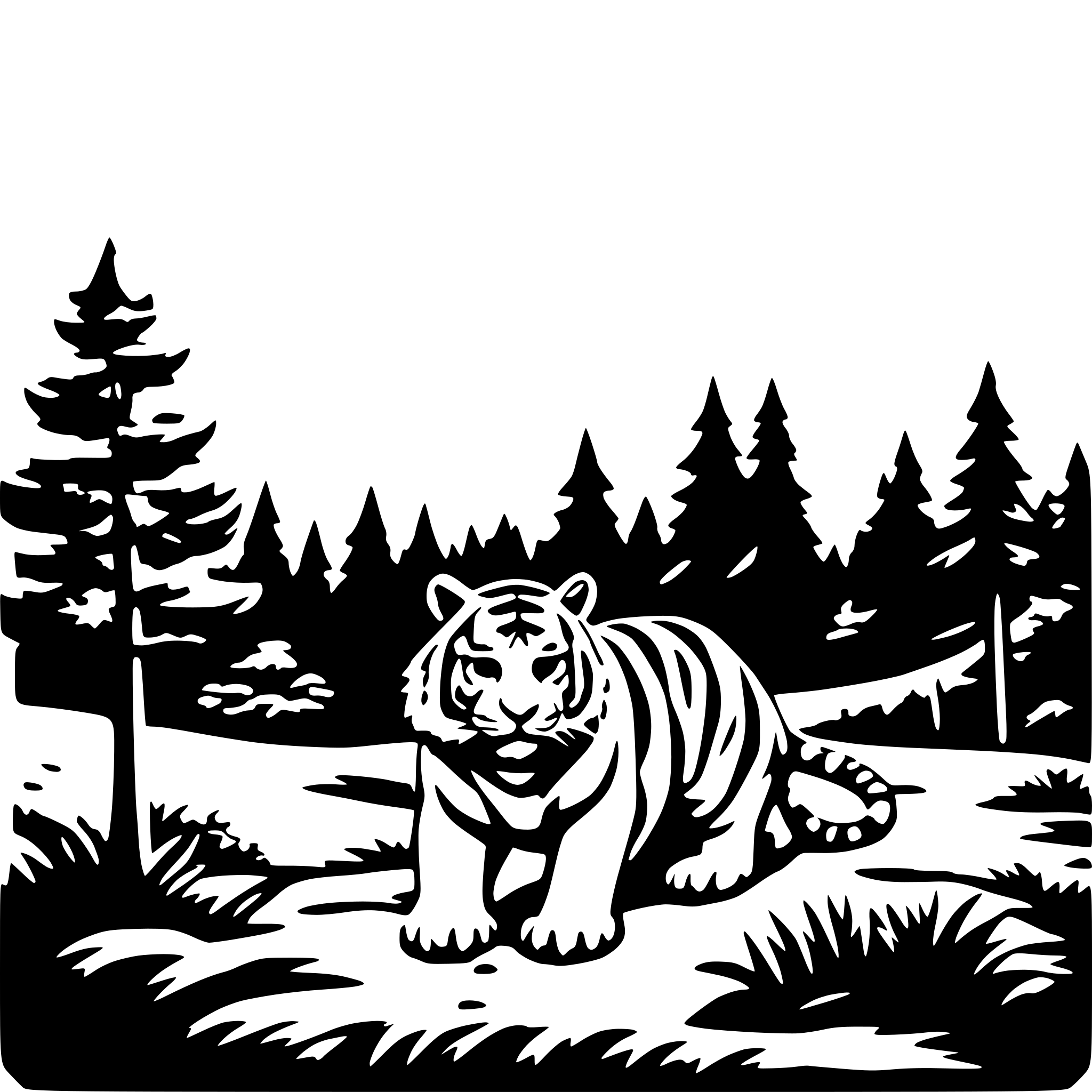 AI-generated SVG of a tiger forest mountains