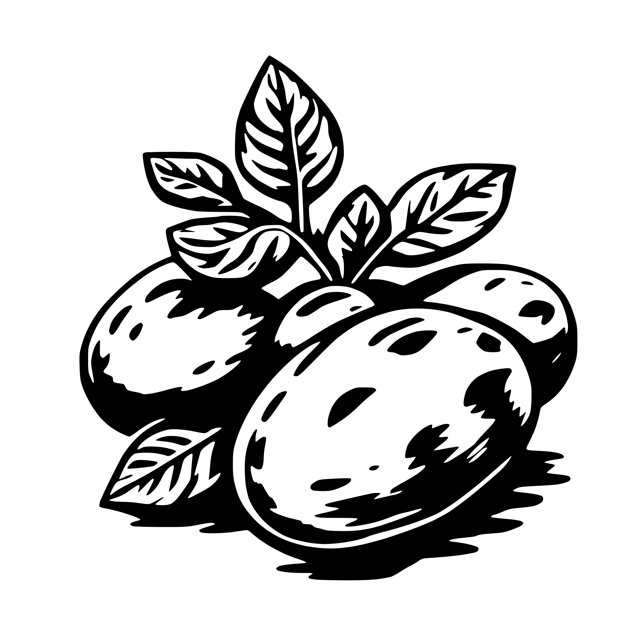 AI-generated SVG of a potato no leaves thin lines