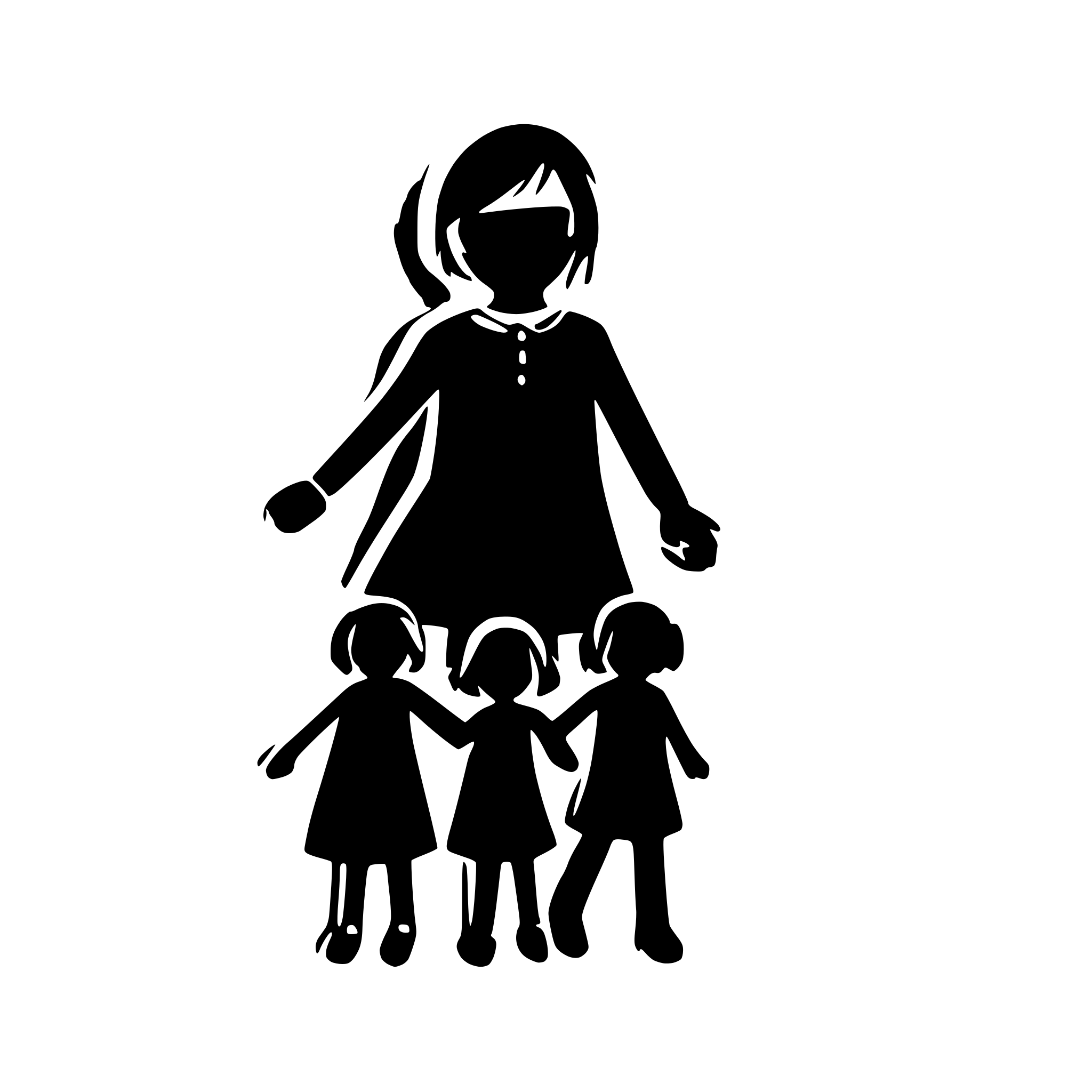 AI-generated SVG of 'educator with  8 children holding hands'