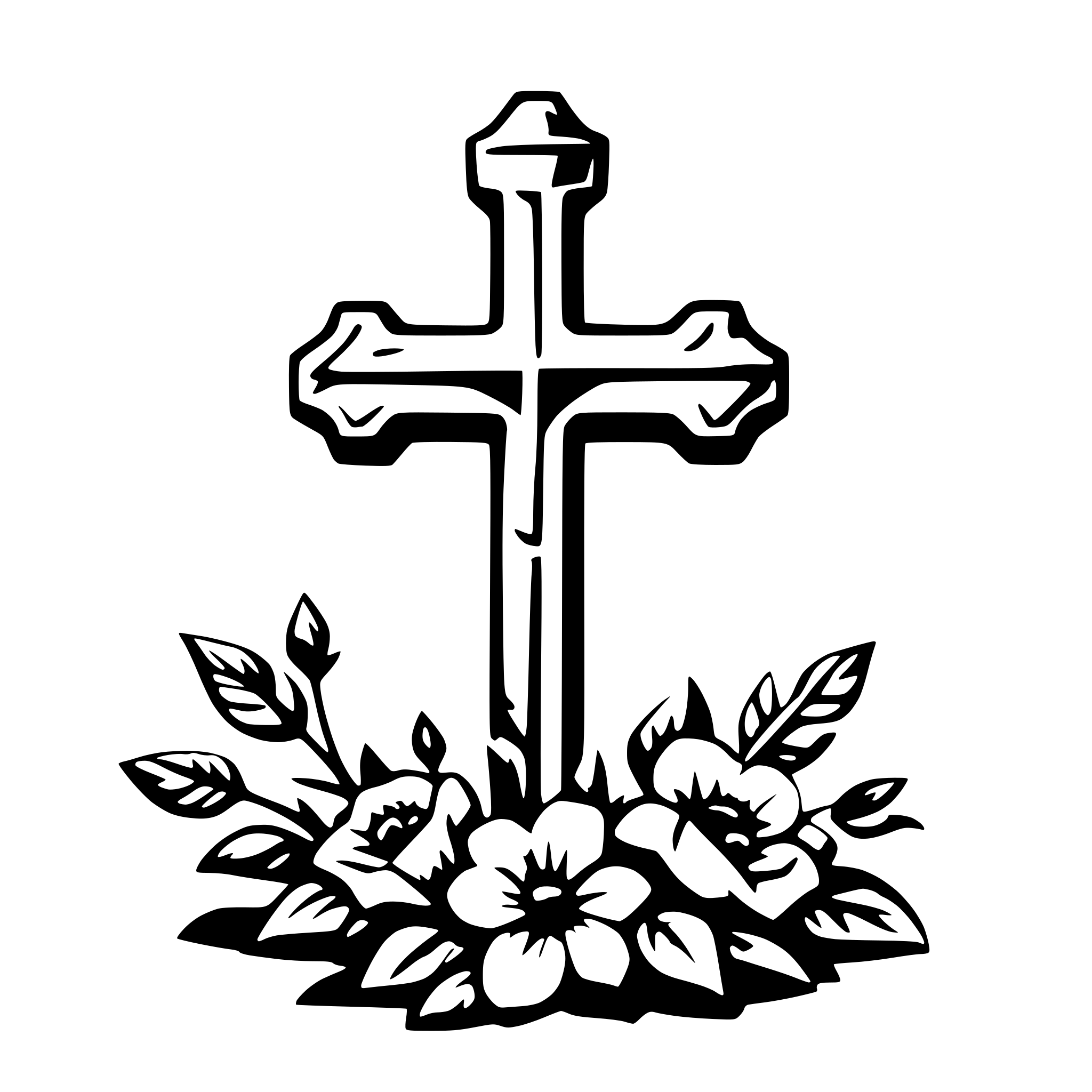 AI-generated SVG of 'cross with flowers'