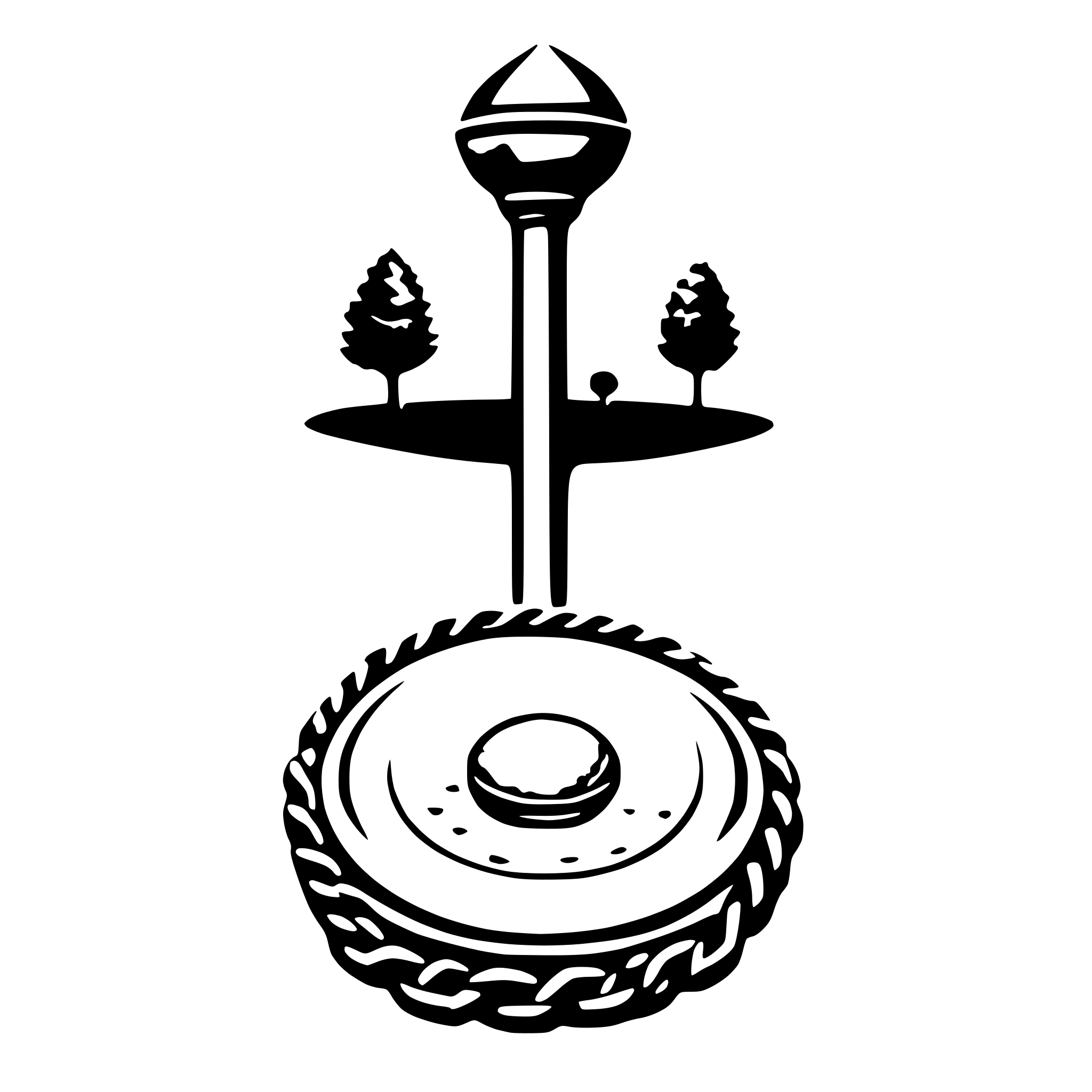 AI-generated SVG of a In the center is a golf disc. In the center of the golf is a broken chain. On both sides are chains.