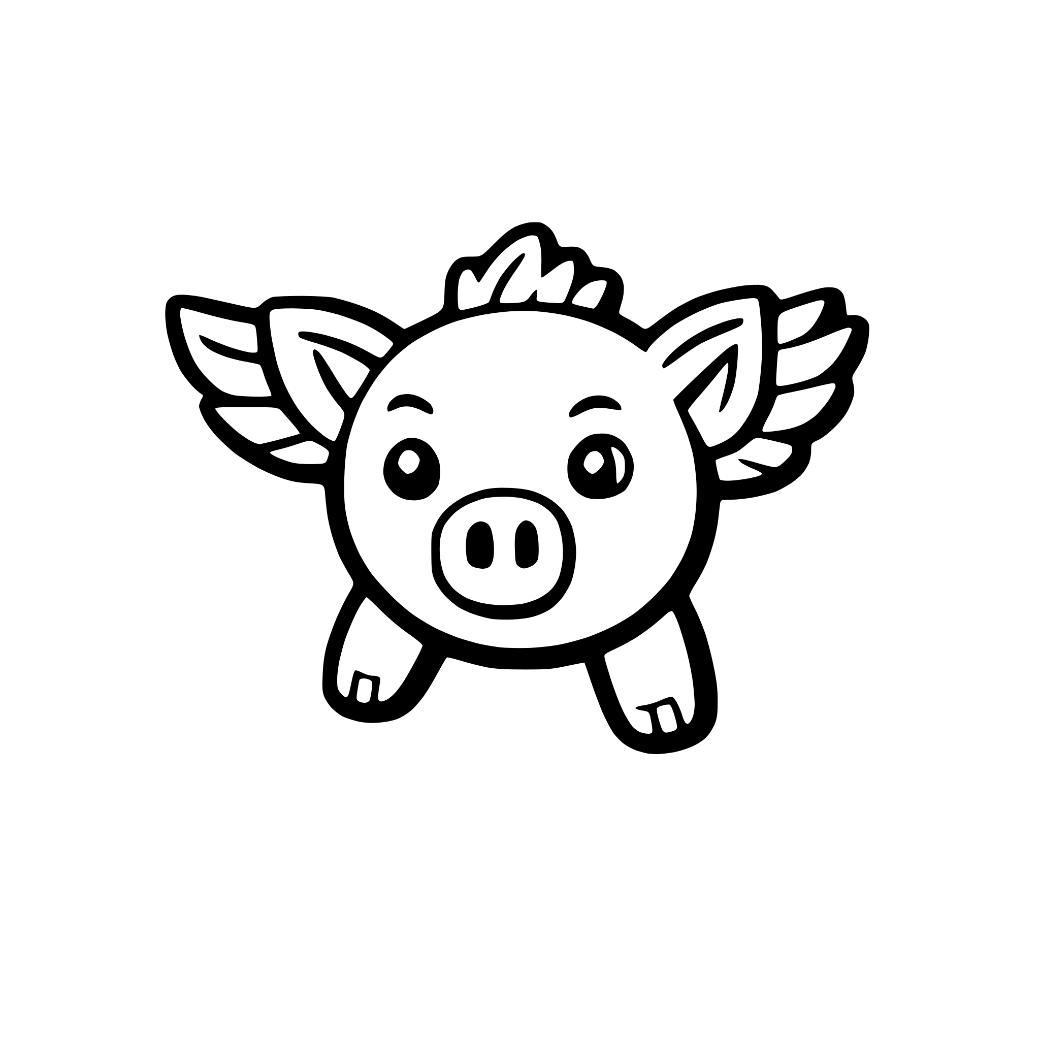 AI-generated SVG of a a flying pig with tiny angel wings