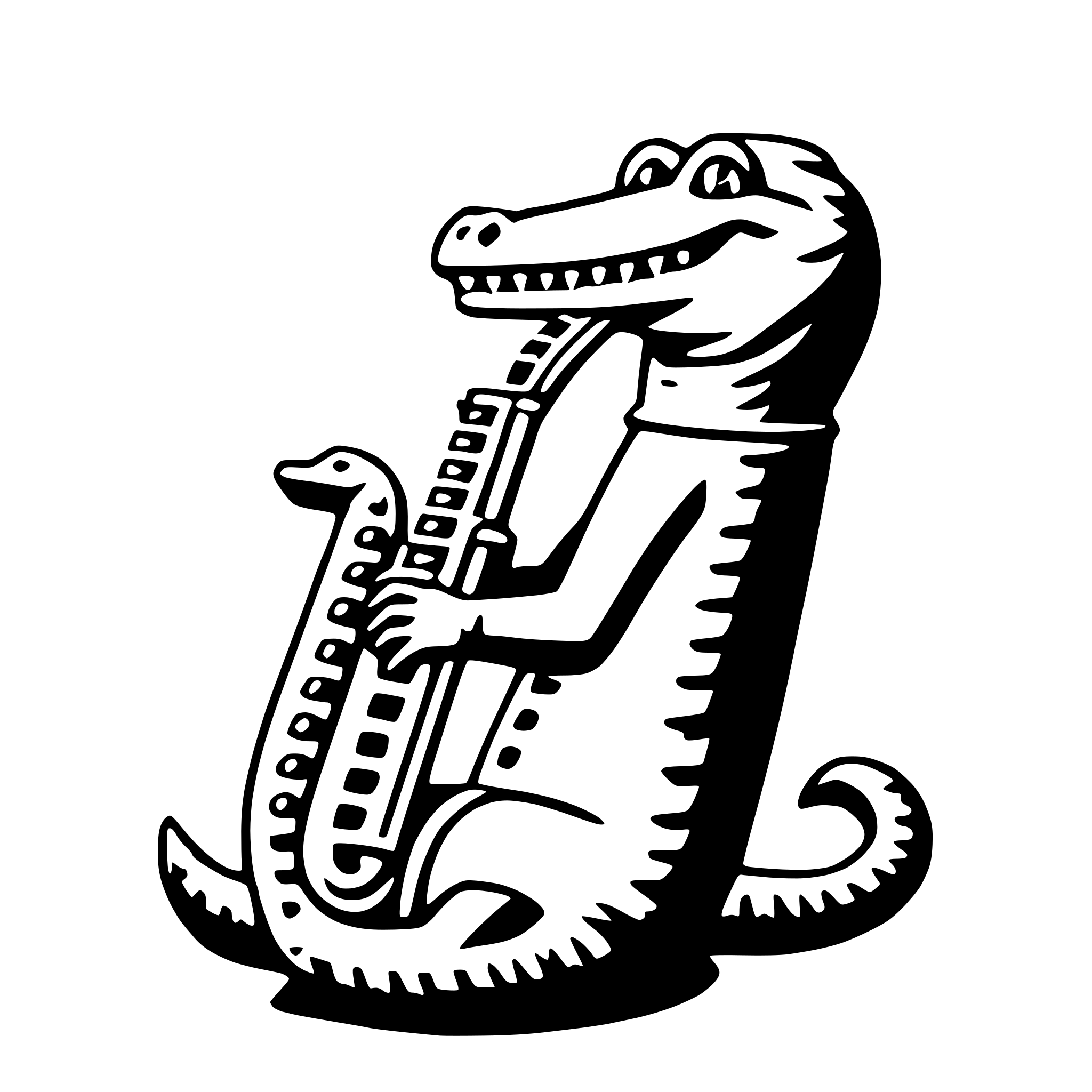 AI-generated SVG of a crocodile with saxophone