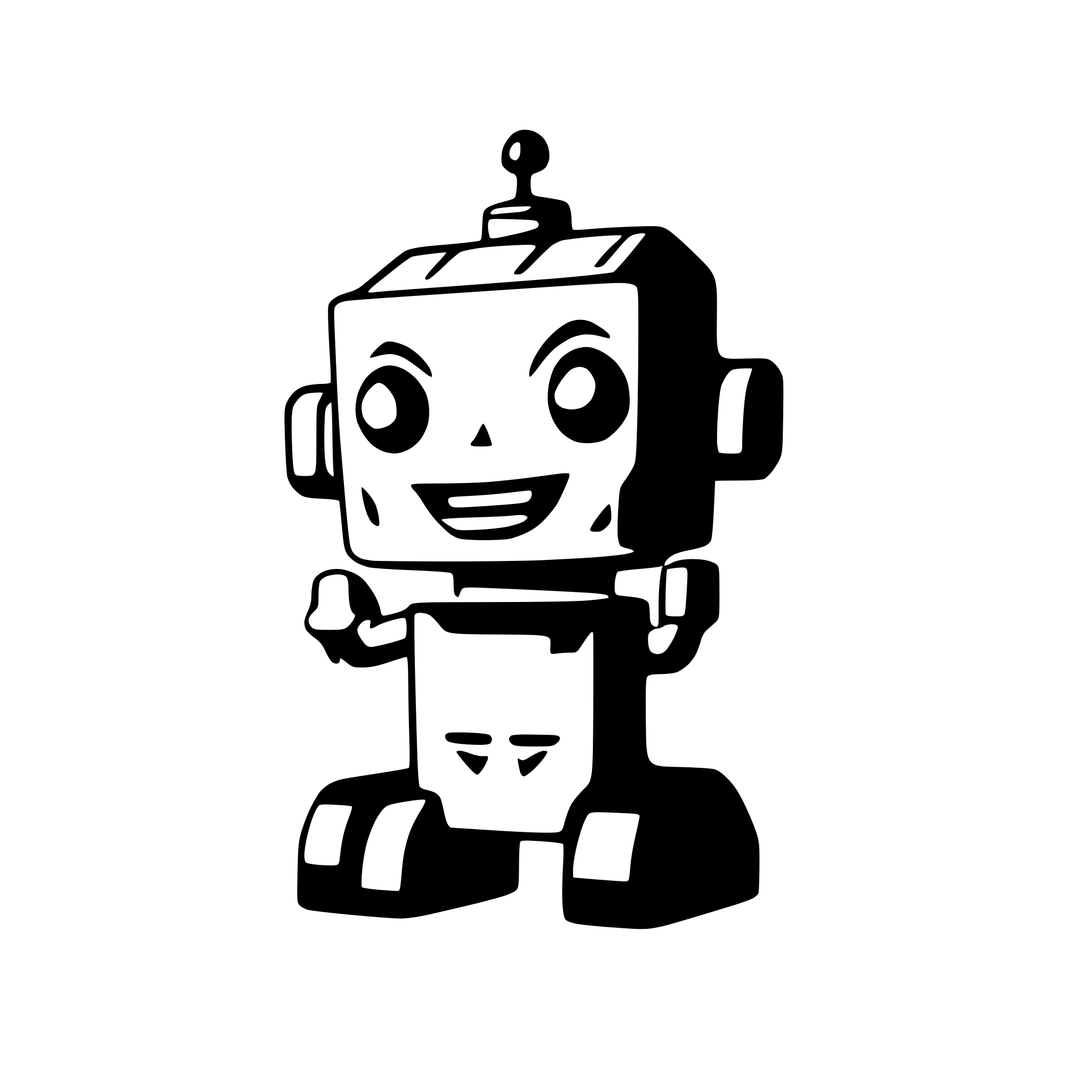 AI-generated SVG of a Create the silhouette of the face of a robot cheerful