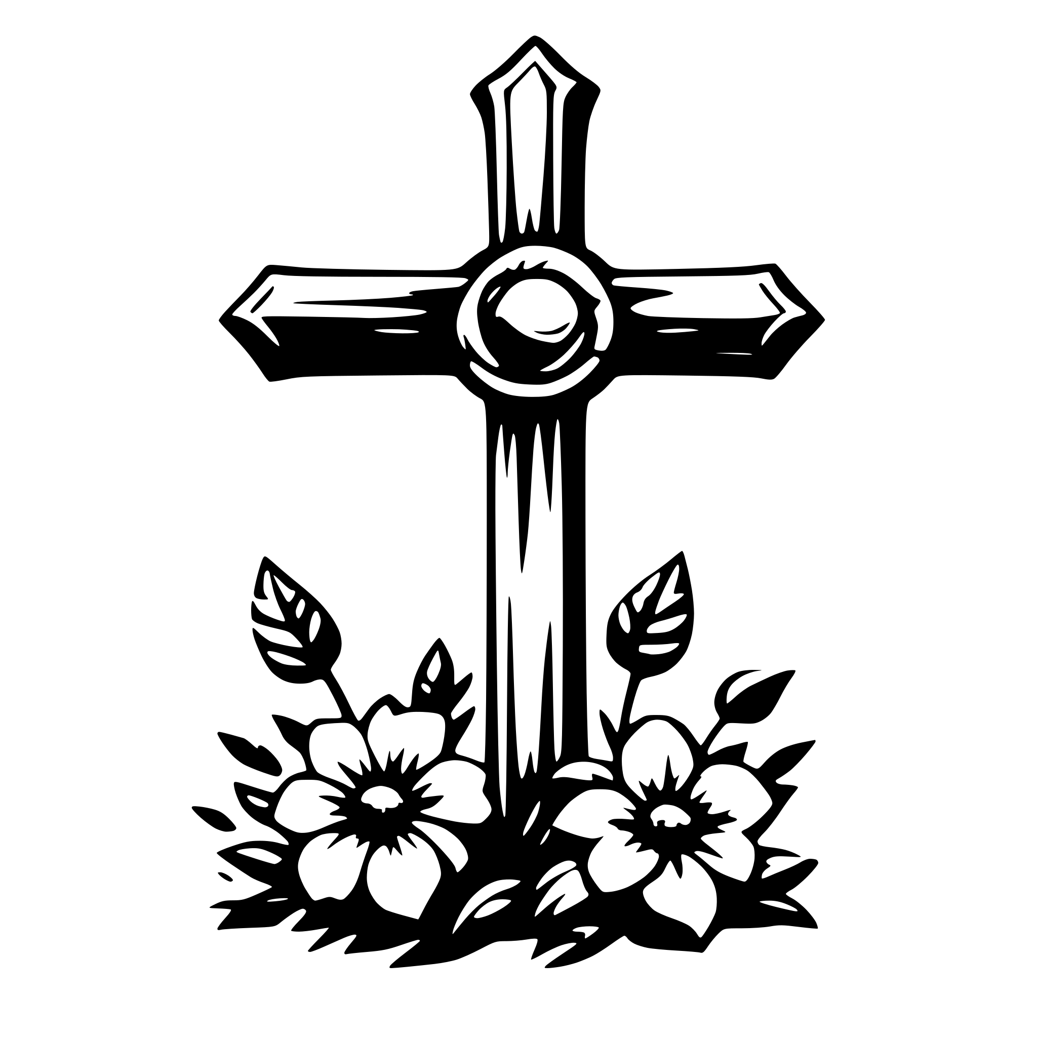 AI-generated SVG of 'cross with flowers'