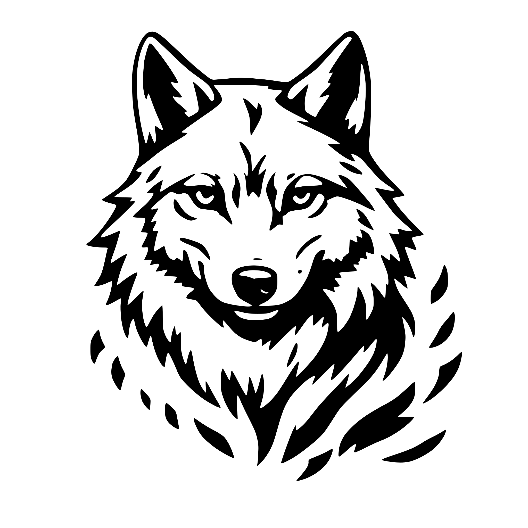 AI-generated SVG of 'a wolf head a howl'