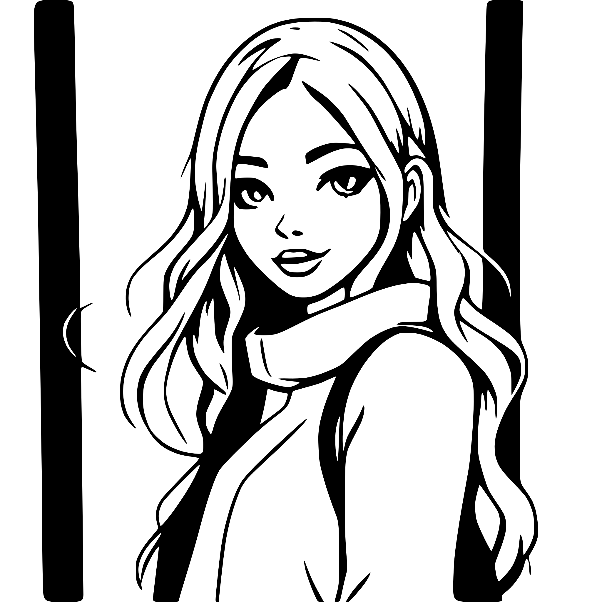 AI-generated SVG of a Girl's hair with volume