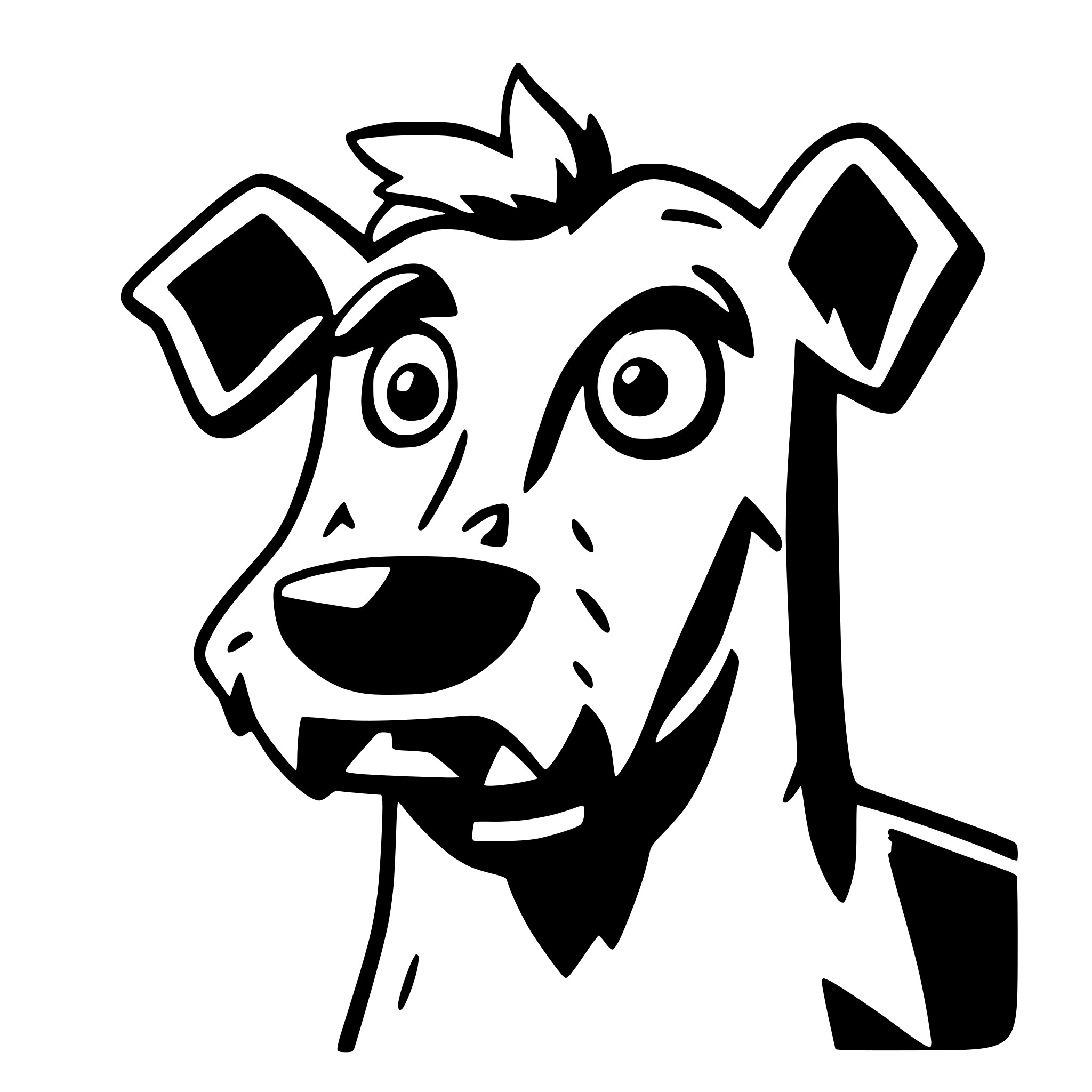 AI-generated SVG of a A flat, 2D illustration of an Irish Terrier facing directly forward with its tongue out. The illustration should be in a simple cartoon style, using only 4 solid colors with no gradients or shading. Only the head should be visible, without any paws. The fur should be a solid reddish-brown color, with black for the nose and eyes. The eyes should be round and simple. The ears should flop down on both sides, resembling the typical ears of an Irish Terrier, with solid pink inside. The style should b