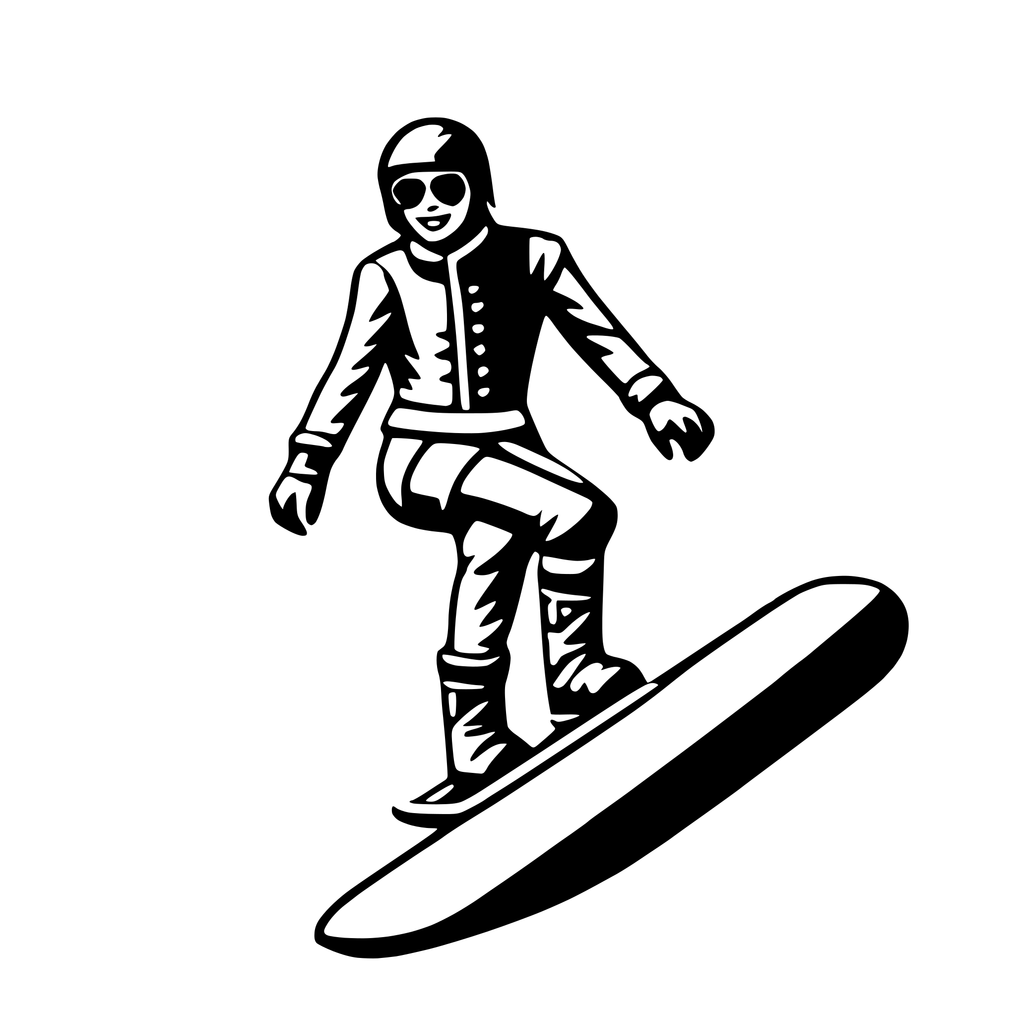 AI-generated SVG of a snowboarding down slope