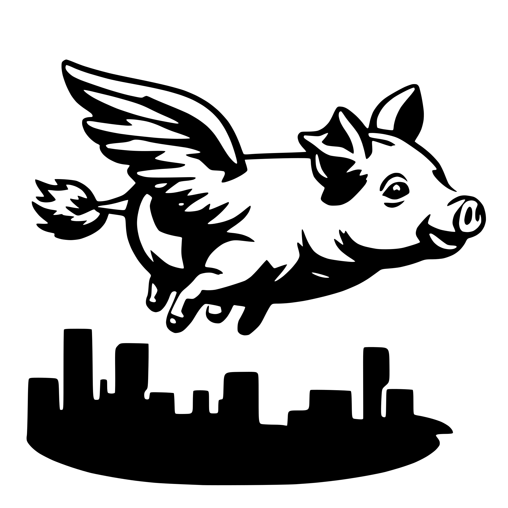AI-generated SVG of a flying pig