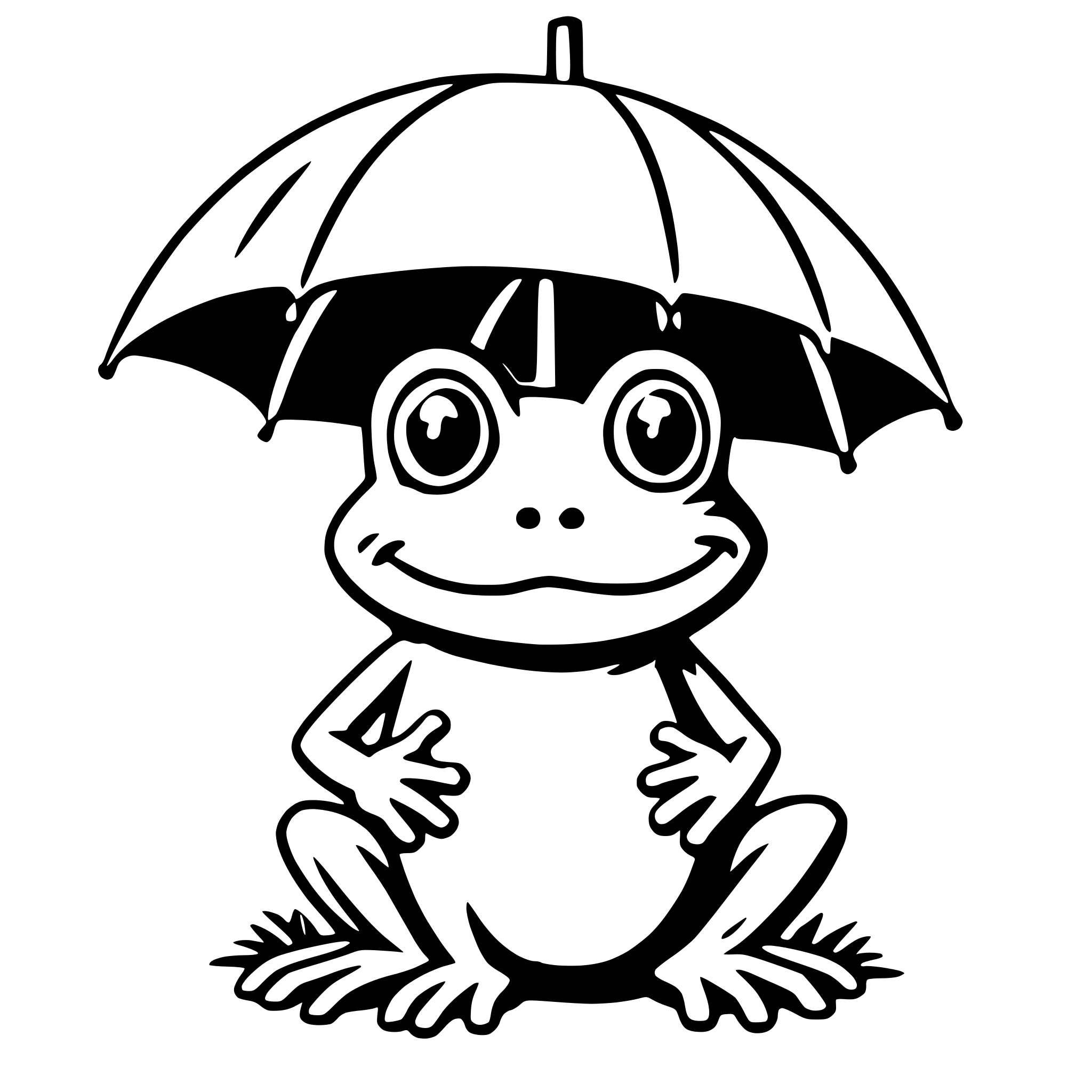 AI-generated SVG of a frog with umbrella