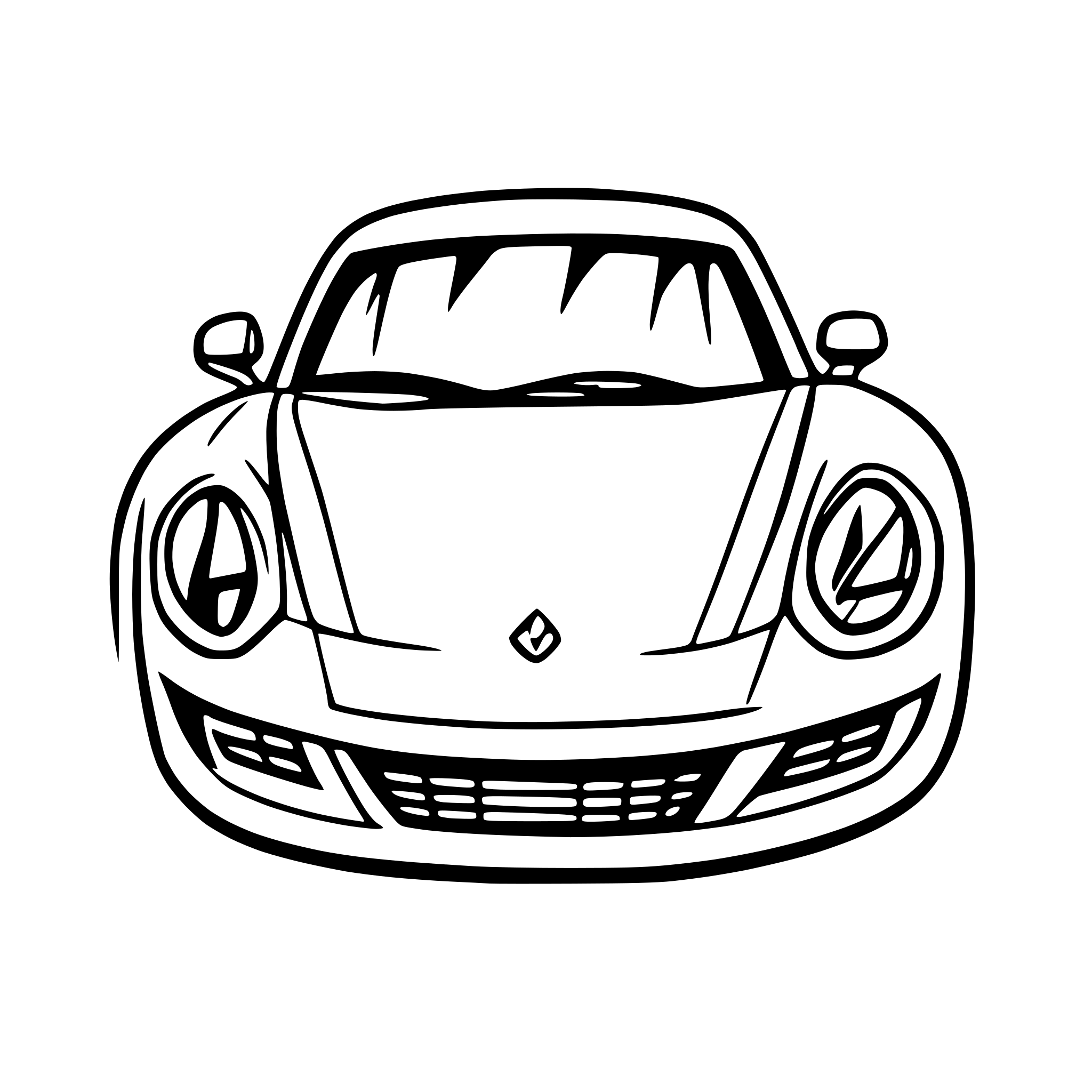 AI-generated SVG of a draw a porsche in a front upper view