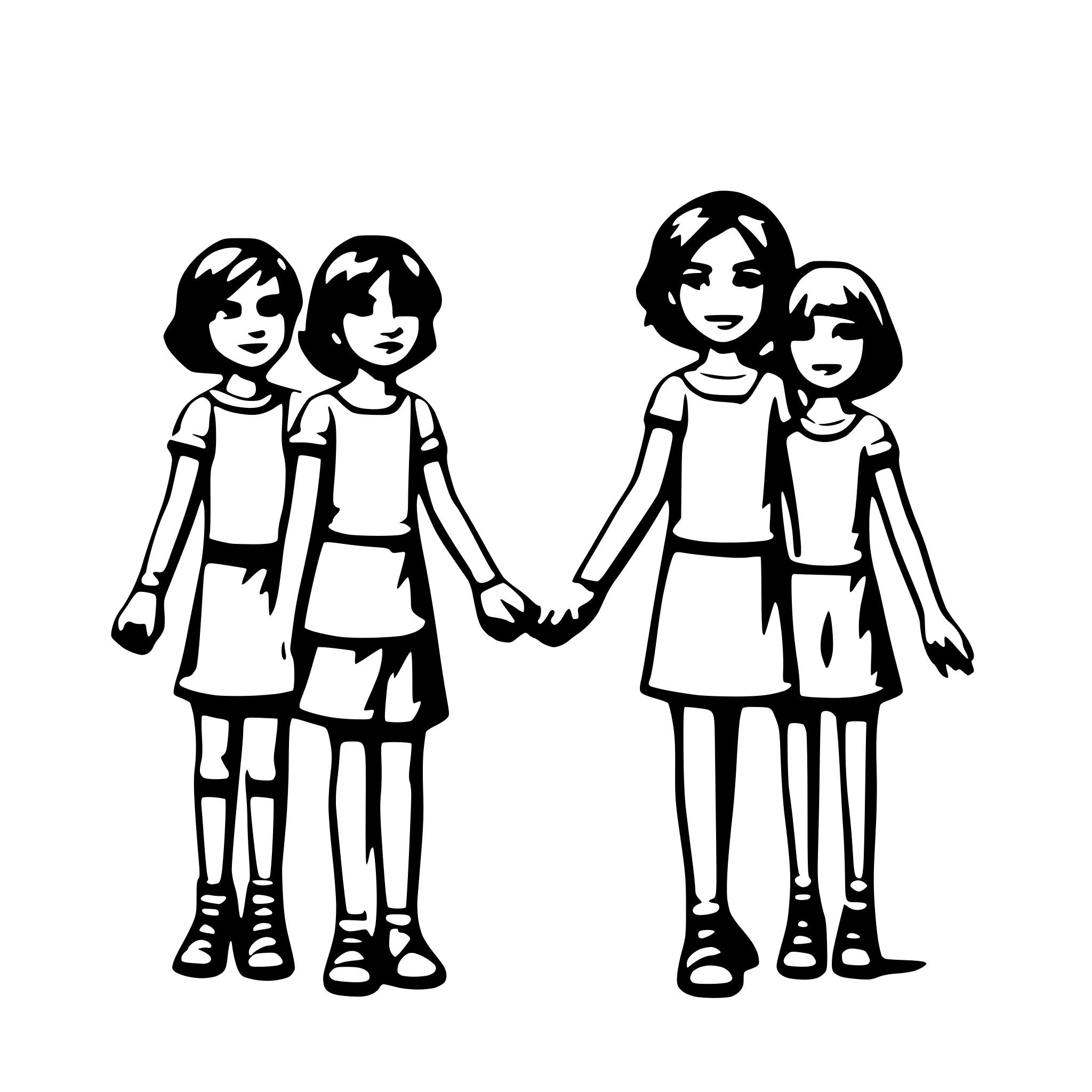 AI-generated SVG of a boys and girls forming a line and holding hands