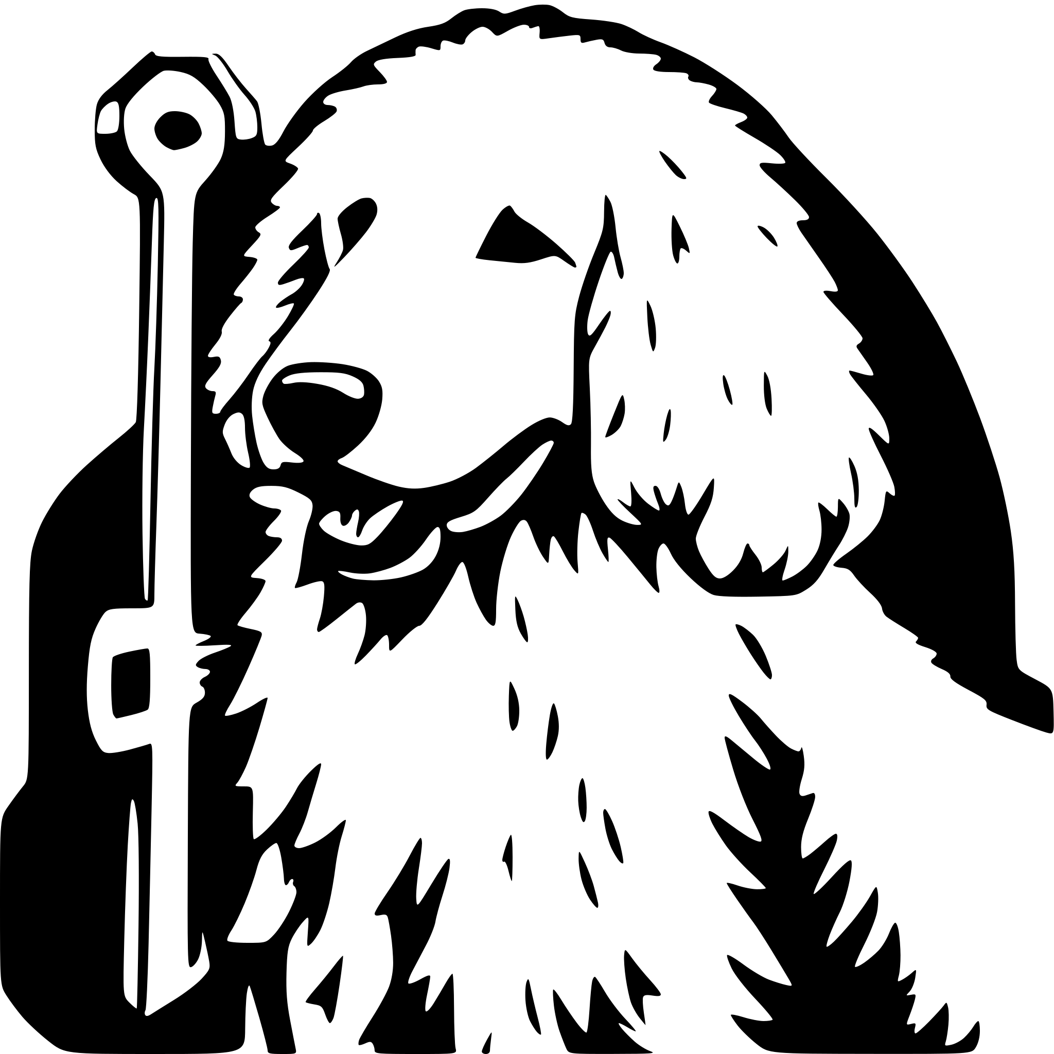 AI-generated SVG of a Komondor holding a large key