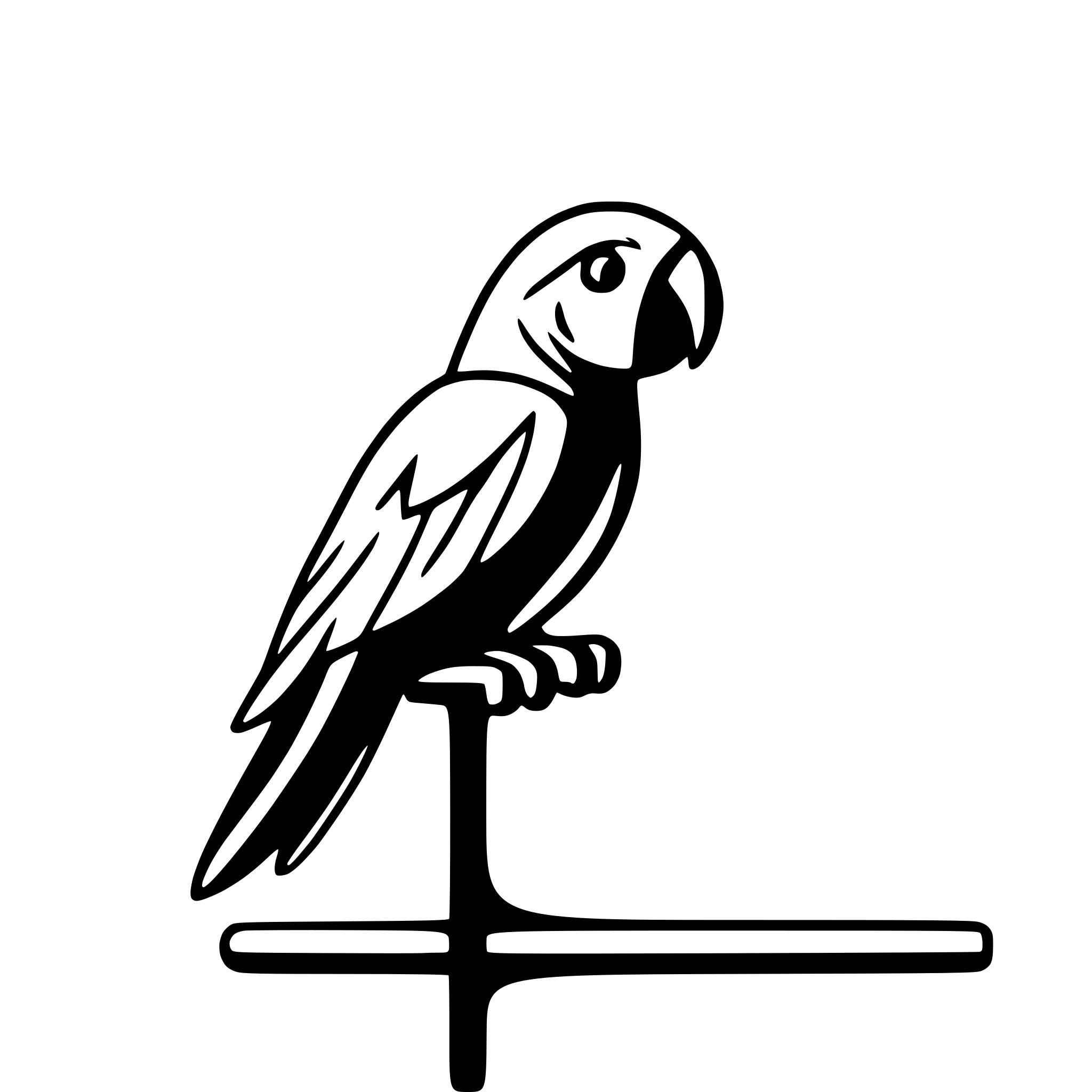 AI-generated SVG of a A parrot on a perch. outline