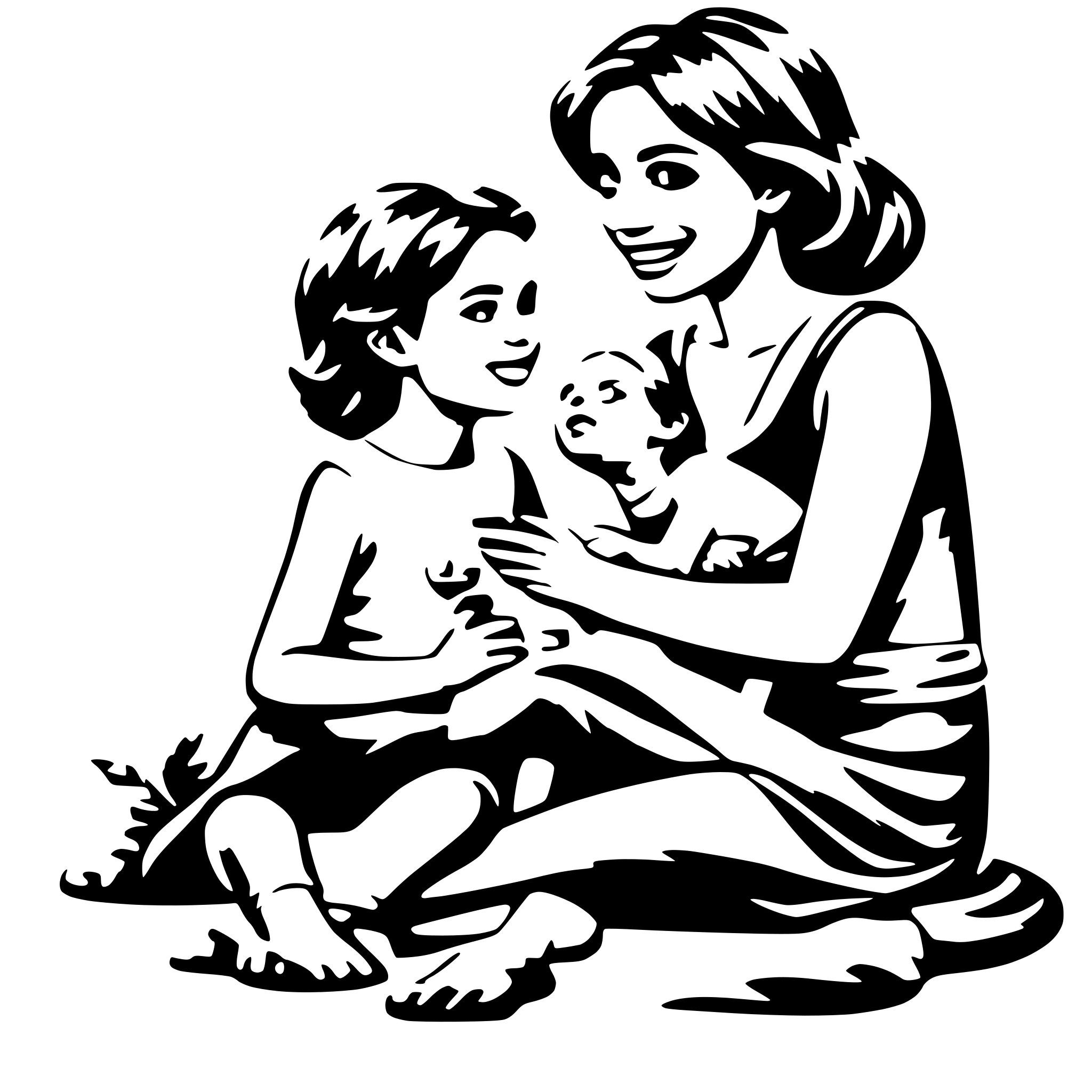 AI-generated SVG of 'mom playing with her little'