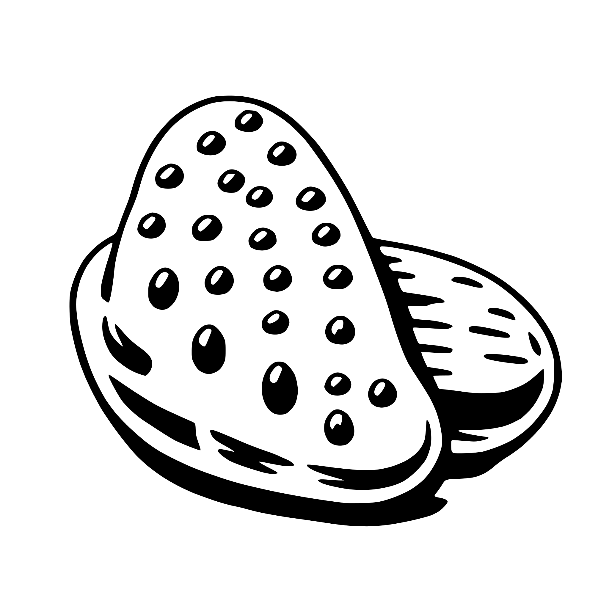 The SVG shows a simple line drawing of a slice of bread with a pattern of holes on its surface. The bread slice is depicted in a stylized manner with a smooth outline and a flat bottom. The holes are evenly spaced and appear to be uniform in size. The bread slice is placed on a flat surface, which is also depicted with a smooth outline and a flat bottom. The SVG does not show any interaction between the objects; it is a static representation of a slice of bread on a surface. 