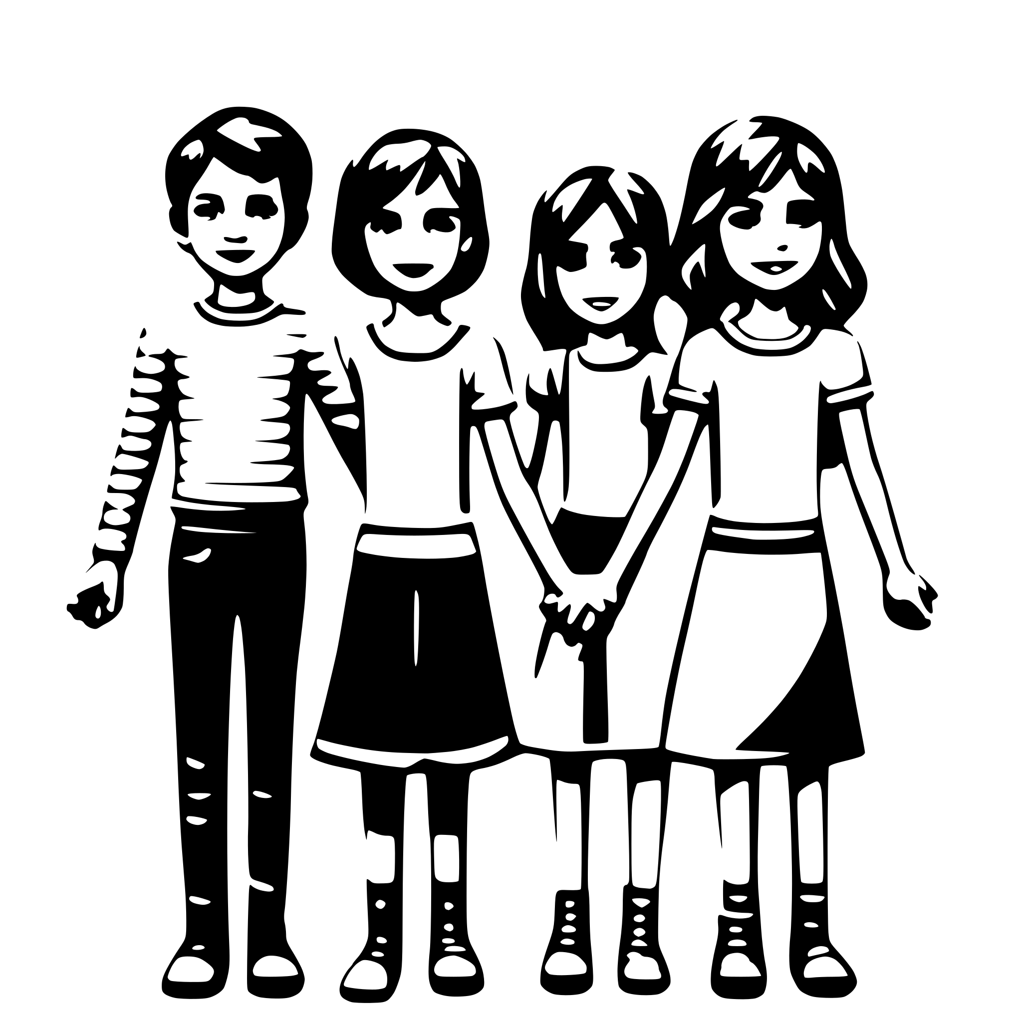 AI-generated SVG of a girls and boys forming a line and holding hands