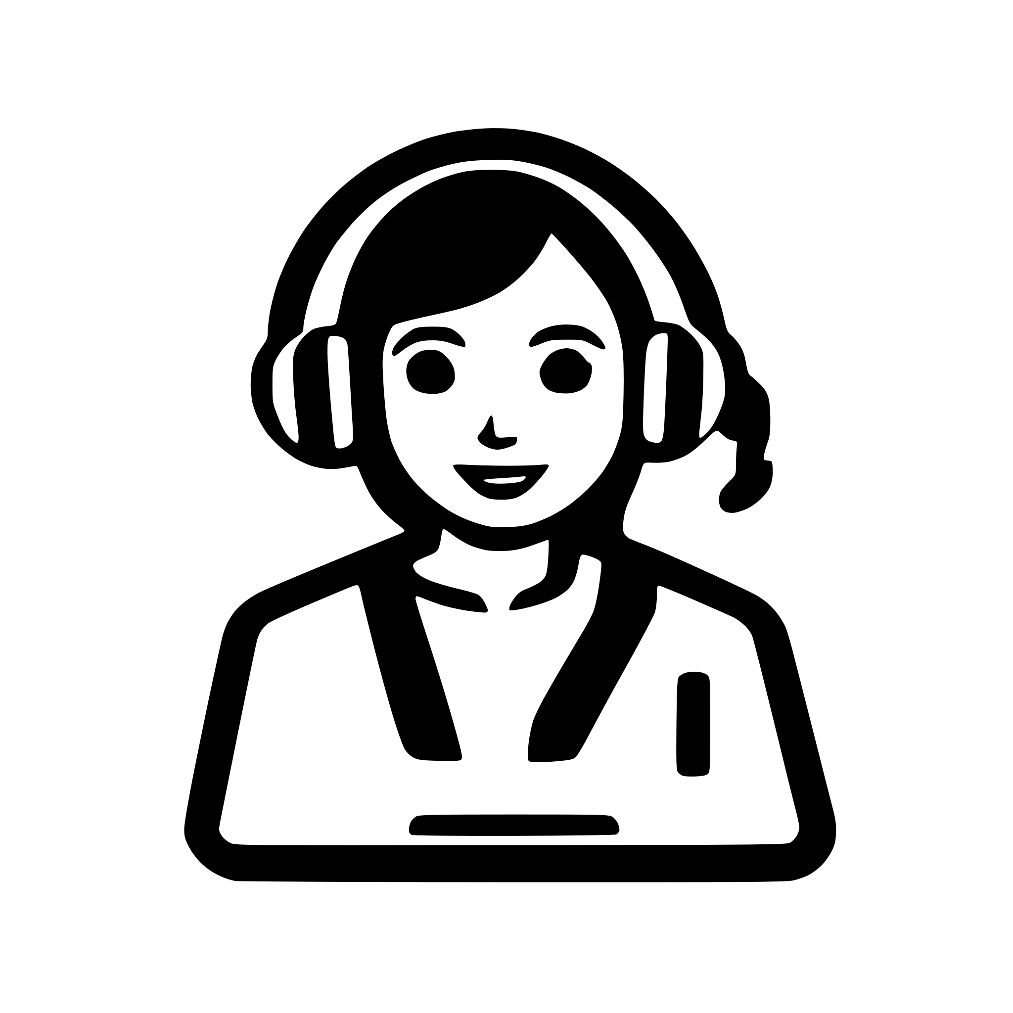 AI-generated SVG of a Laptop with headphones black icon (like customer care) dont include any person