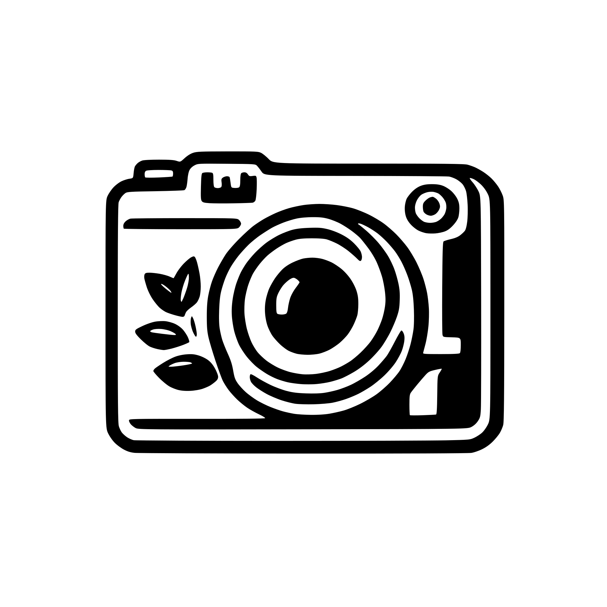 AI-generated SVG of a "Create a minimal SVG icon of a photo camera, using clean black lines, no fills, 1.5px stroke, geometric style, centered on 64x64 px canvas."