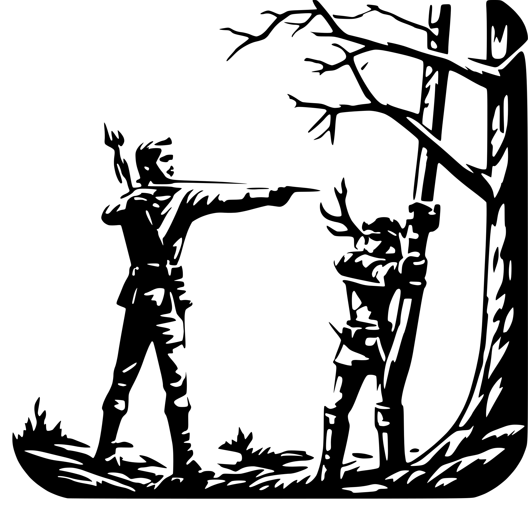 AI-generated SVG of a bow hunter in tree stand aiming at a buck