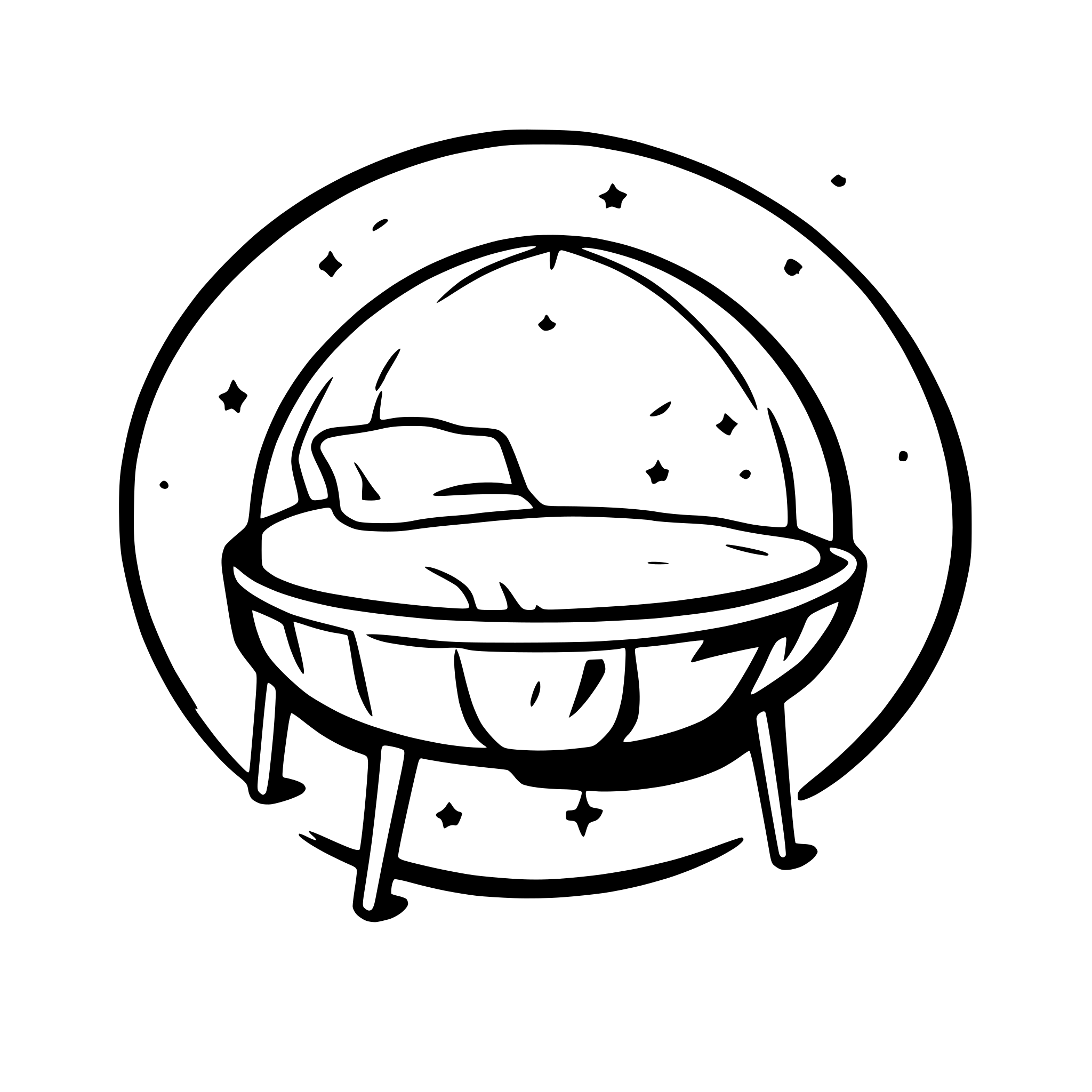 AI-generated SVG of a A bed like structures, in a moon shape with stars and more, resablaling a logo for a bedsheet retailer.
