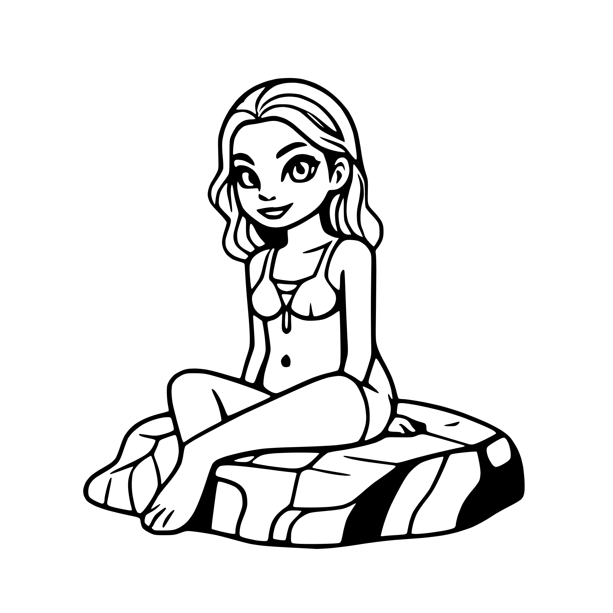 AI-generated SVG of 'mermaid sitting on rock'