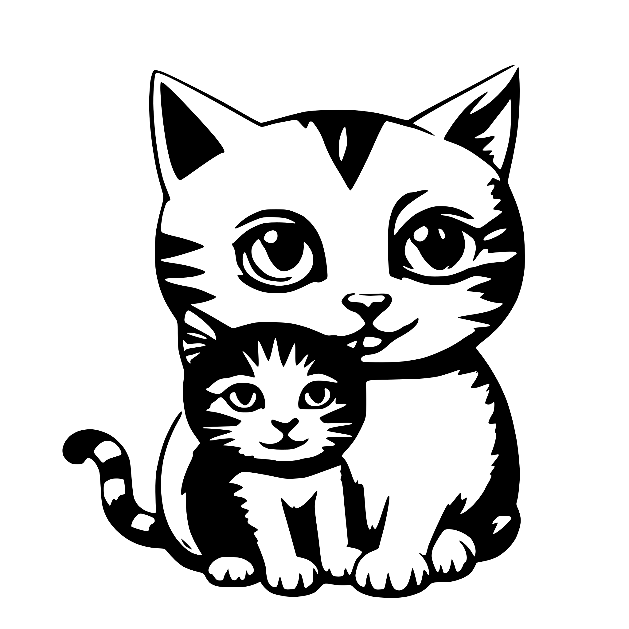 AI-generated SVG of a a funny cat with a baby head